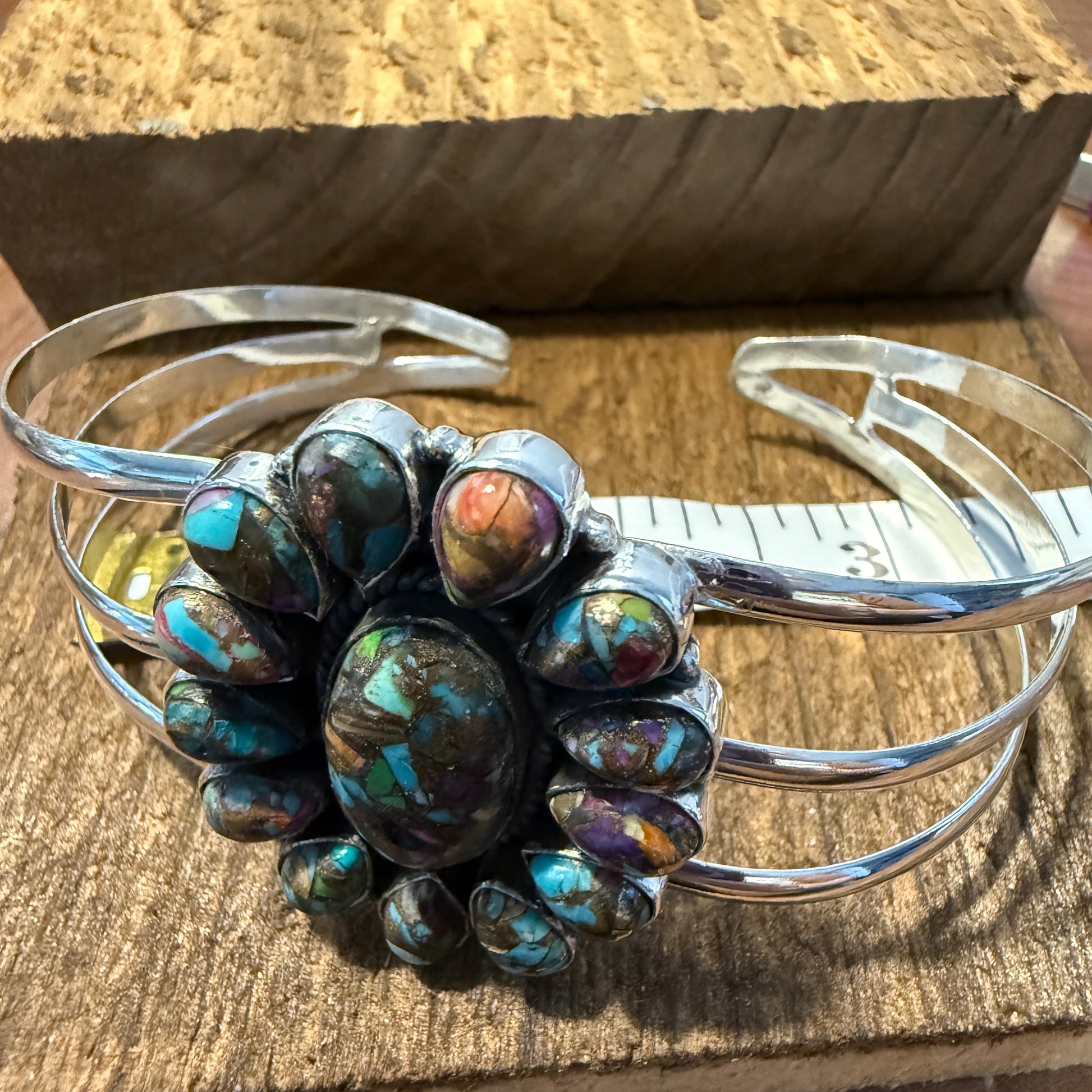 Purple Fiesta Kingman Turquoise Handmade Adjustable Cuff Silver Elegant