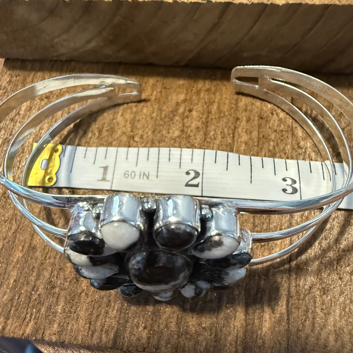 White Buffalo Dahlia Turquoise Adjustable Sterling Cuff Silver Elegant