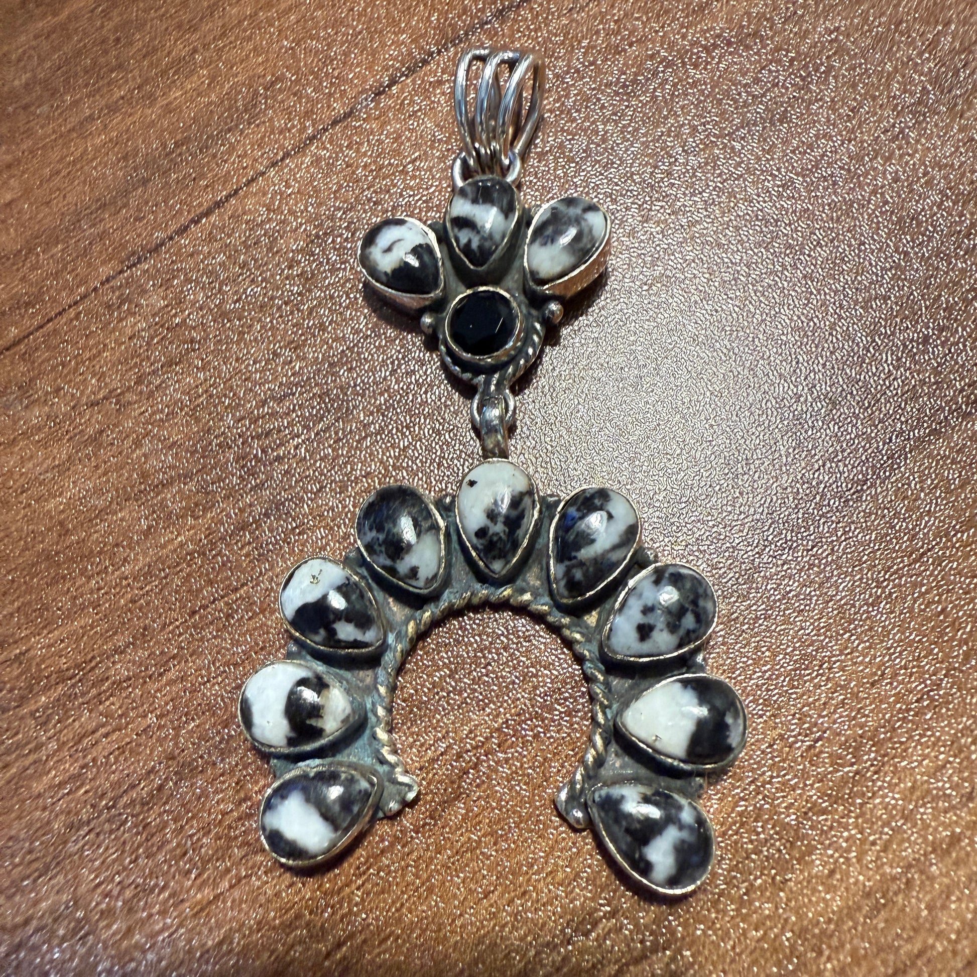White Buffalo Turquoise Navajo Pendant In Sterling Silver Silver Elegant