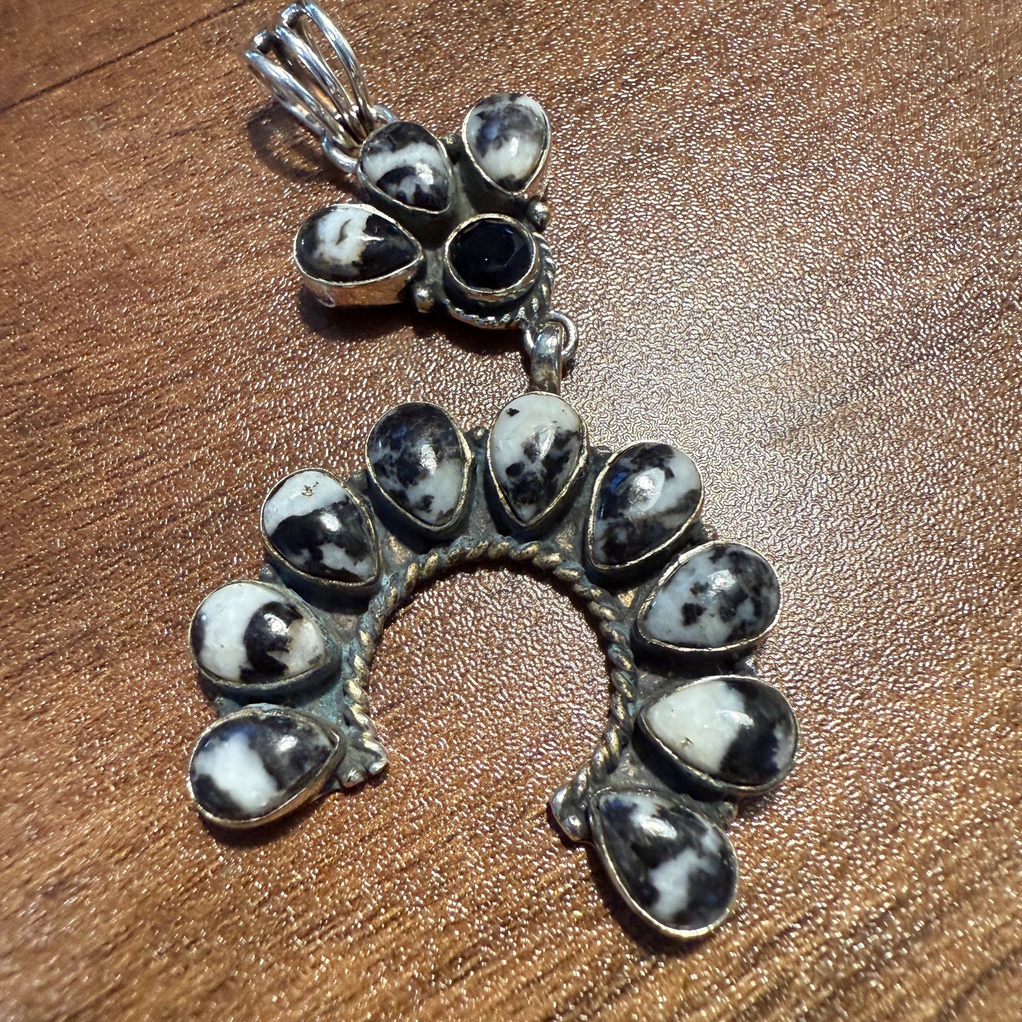 White Buffalo Turquoise Navajo Pendant In Sterling Silver Silver Elegant