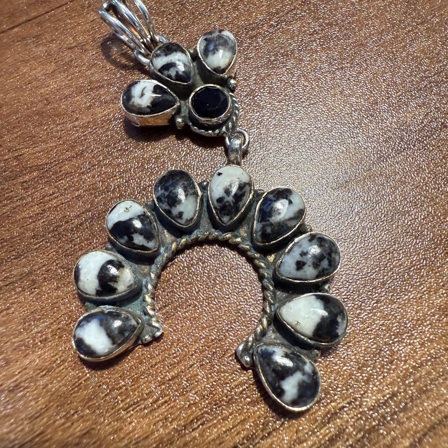 White Buffalo Turquoise Navajo Pendant In Sterling Silver Silver Elegant