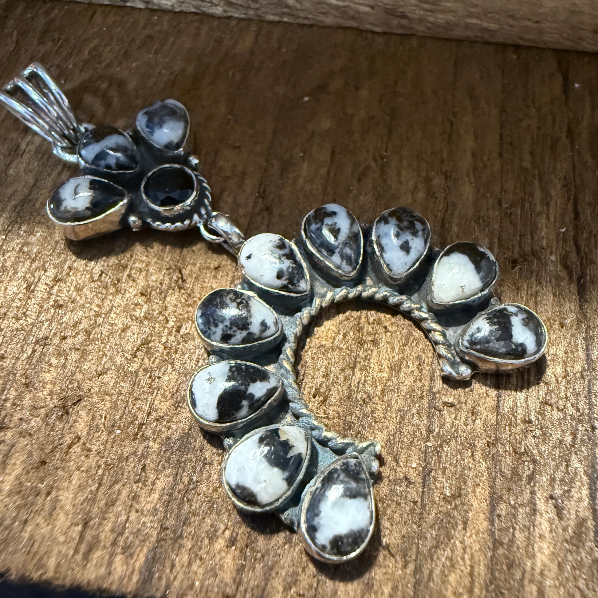 White Buffalo Turquoise Navajo Pendant In Sterling Silver Silver Elegant