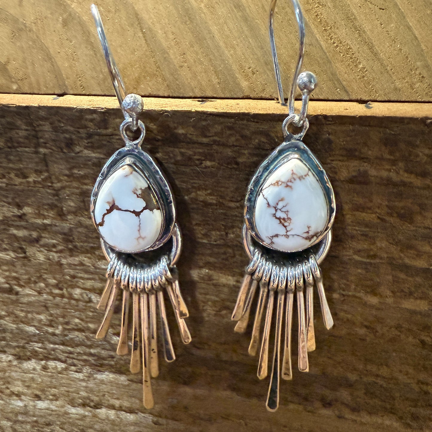 Wild Horse Dahlia Turquoise Silver Dangle Earrings 2.7In Silver Elegant