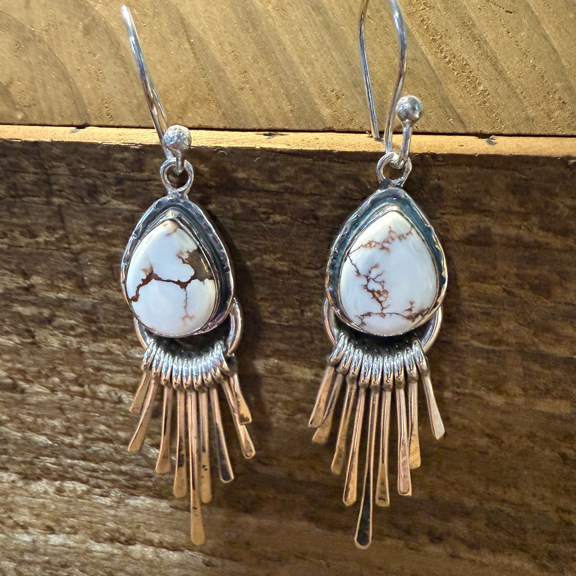 Wild Horse Dahlia Turquoise Silver Dangle Earrings 2.7In Silver Elegant