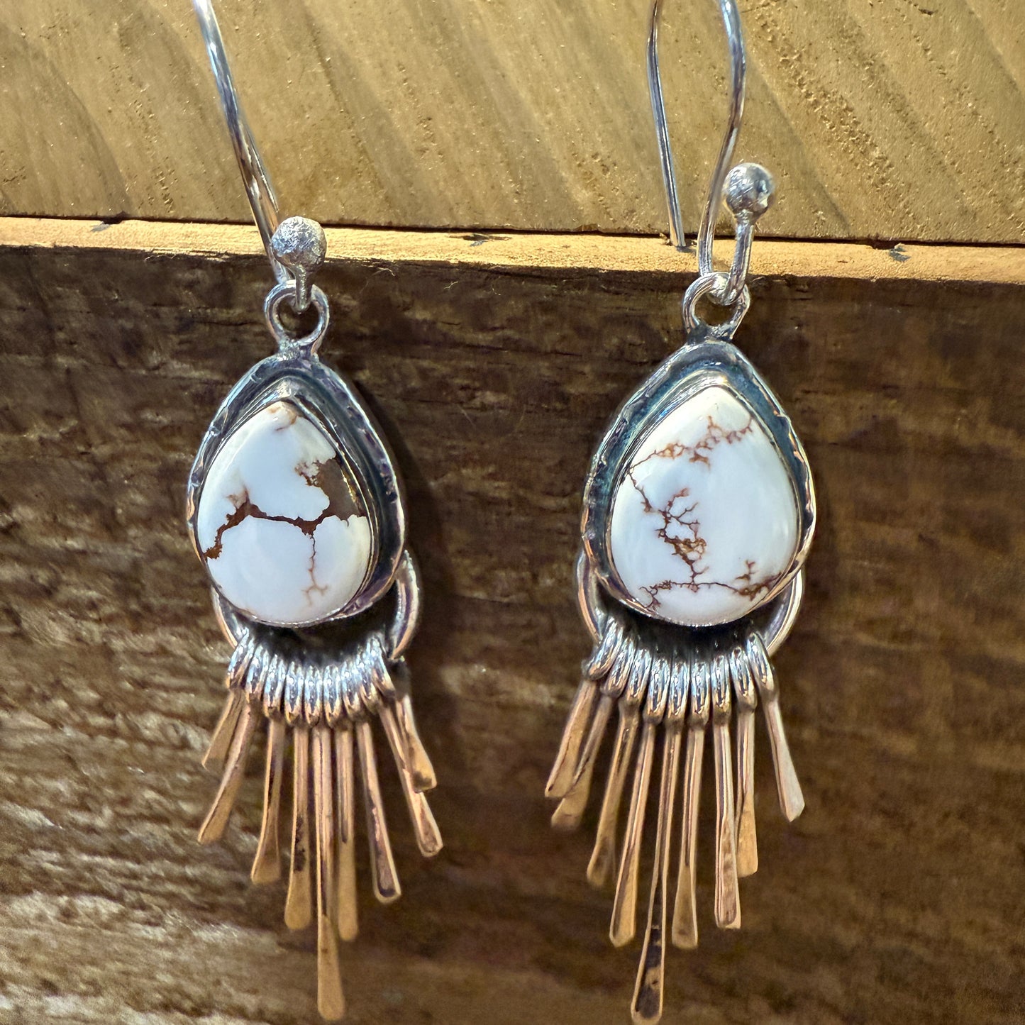 Wild Horse Dahlia Turquoise Silver Dangle Earrings 2.7In Silver Elegant
