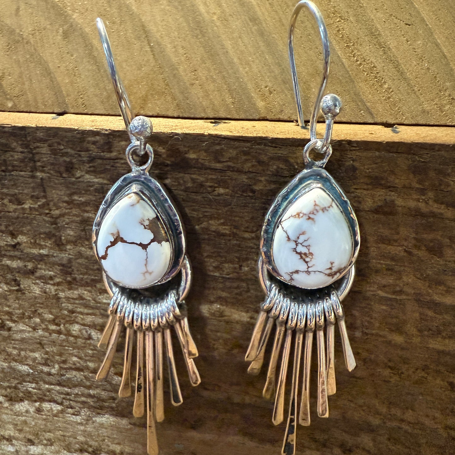 Wild Horse Dahlia Turquoise Silver Dangle Earrings 2.7In Silver Elegant