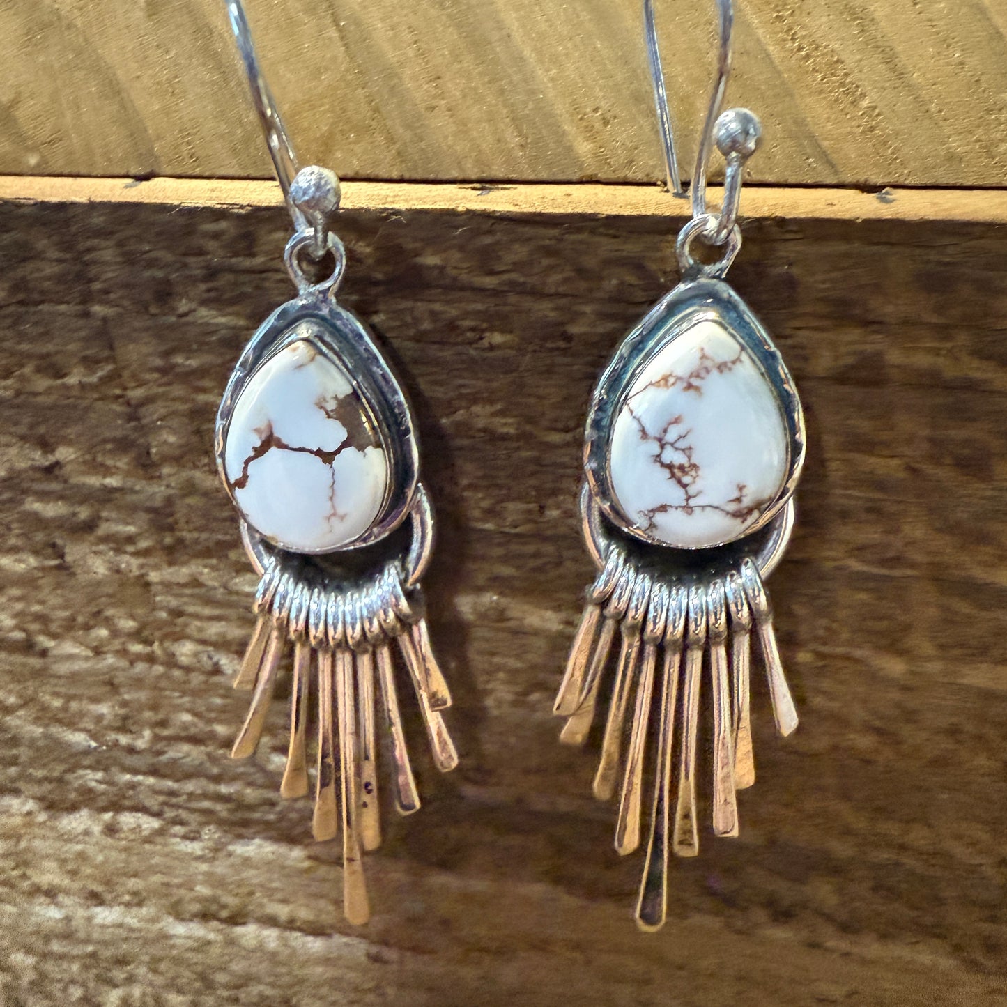 Wild Horse Dahlia Turquoise Silver Dangle Earrings 2.7In Silver Elegant