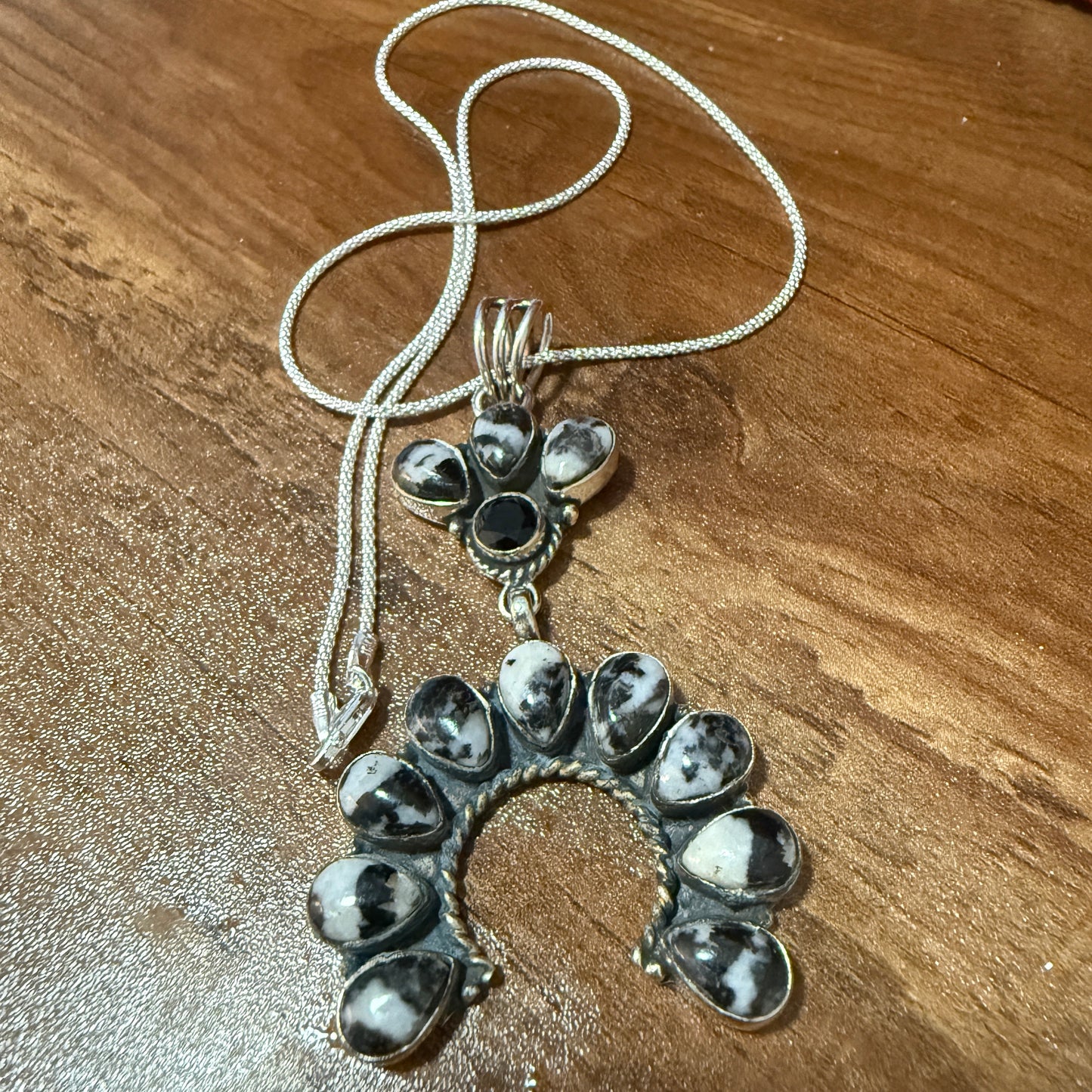 White Buffalo Turquoise Navajo Pendant In Sterling Silver Silver Elegant