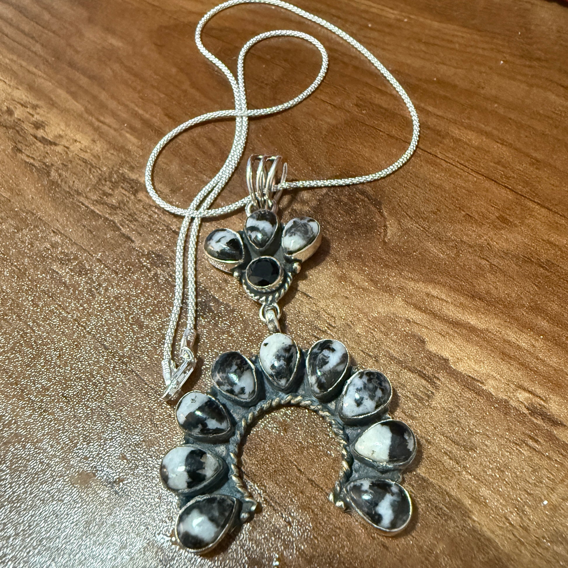 White Buffalo Turquoise Navajo Pendant In Sterling Silver Silver Elegant