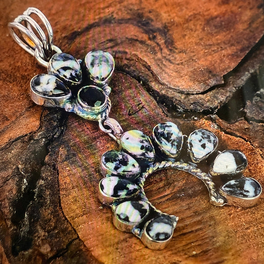White Buffalo Turquoise Navajo Pendant In Sterling Silver Silver Elegant