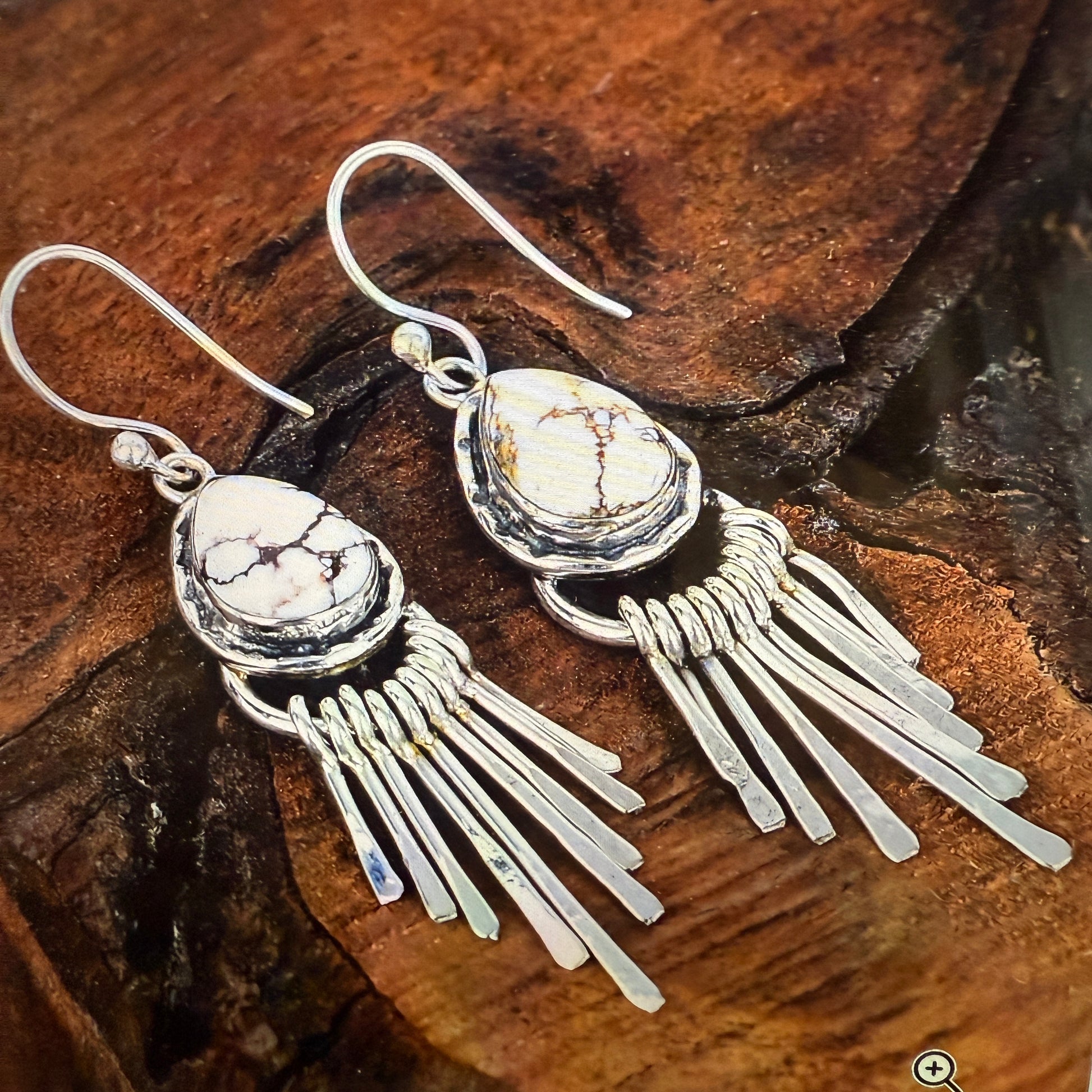 Wild Horse Dahlia Turquoise Silver Dangle Earrings 2.7In Silver Elegant