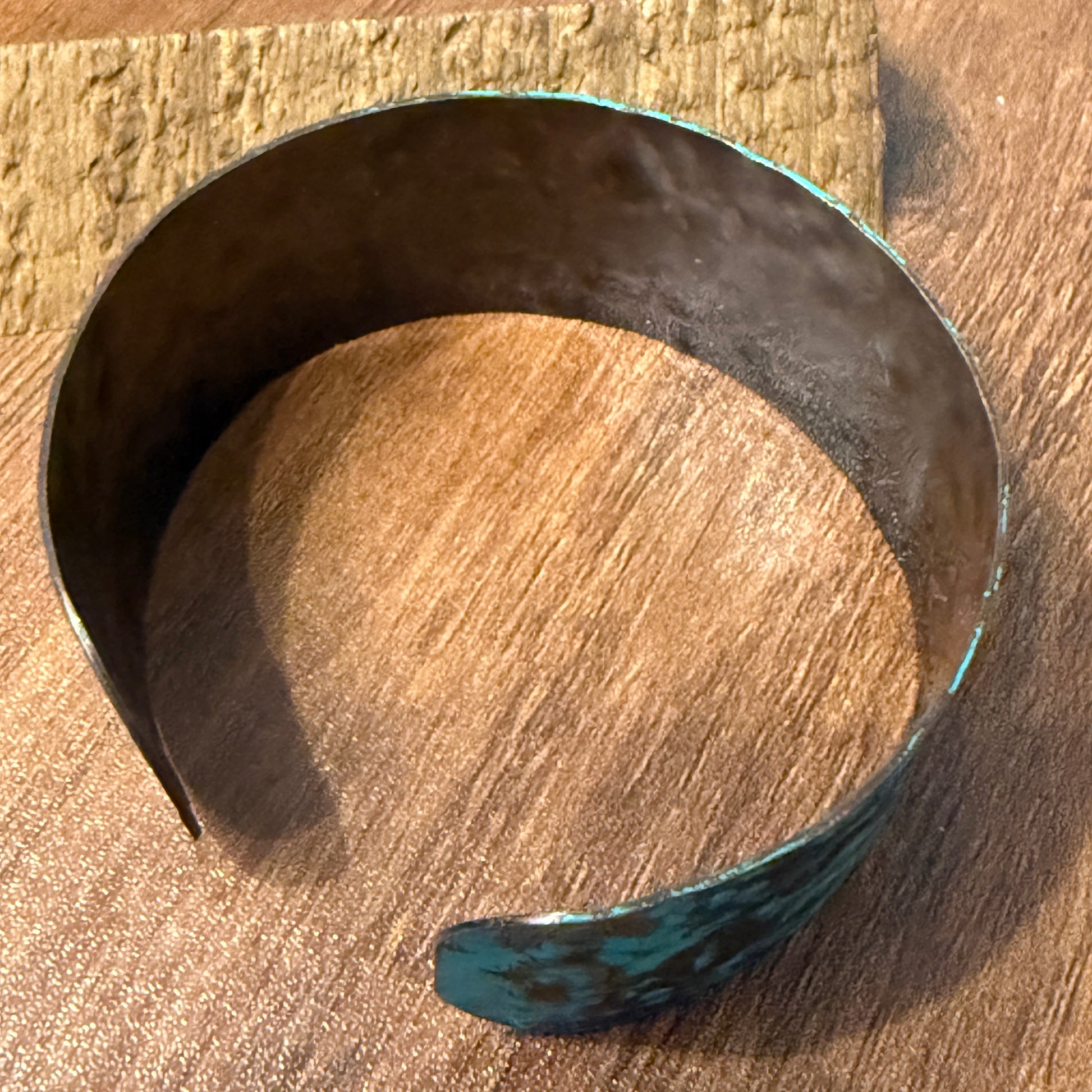 Message FOLLOW YOUR BLISS Metal Western Cuff Bracelet With Patina Rustic Inscriptions WildWestBoho