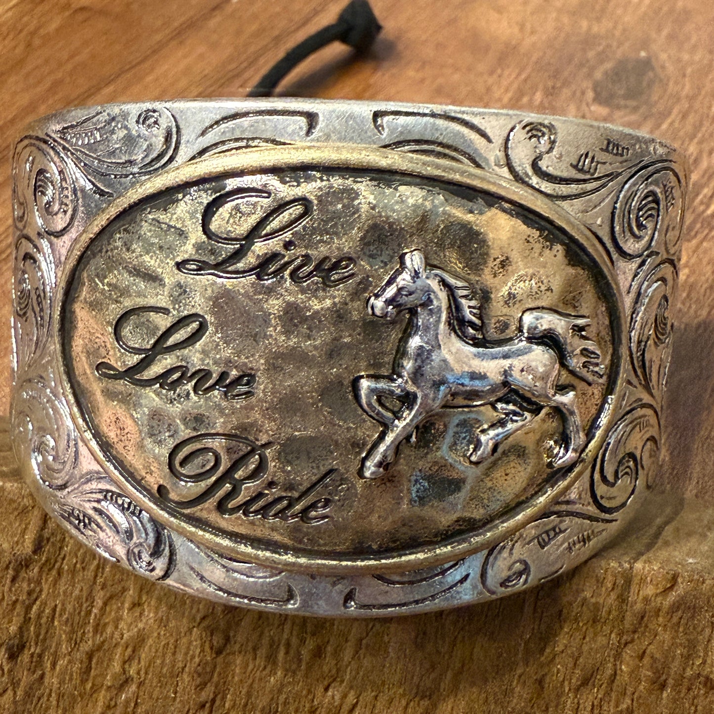 Live Love Ride Horse Western Bracelet Cuff With Silver Plate Finish WildWestBoho