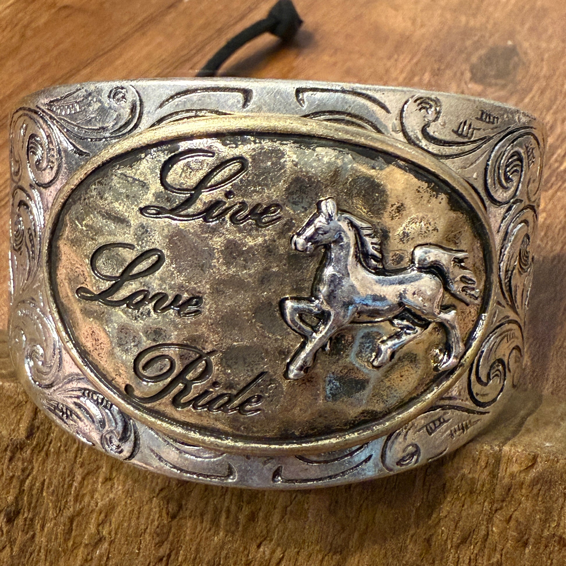 Live Love Ride Horse Western Bracelet Cuff With Silver Plate Finish WildWestBoho