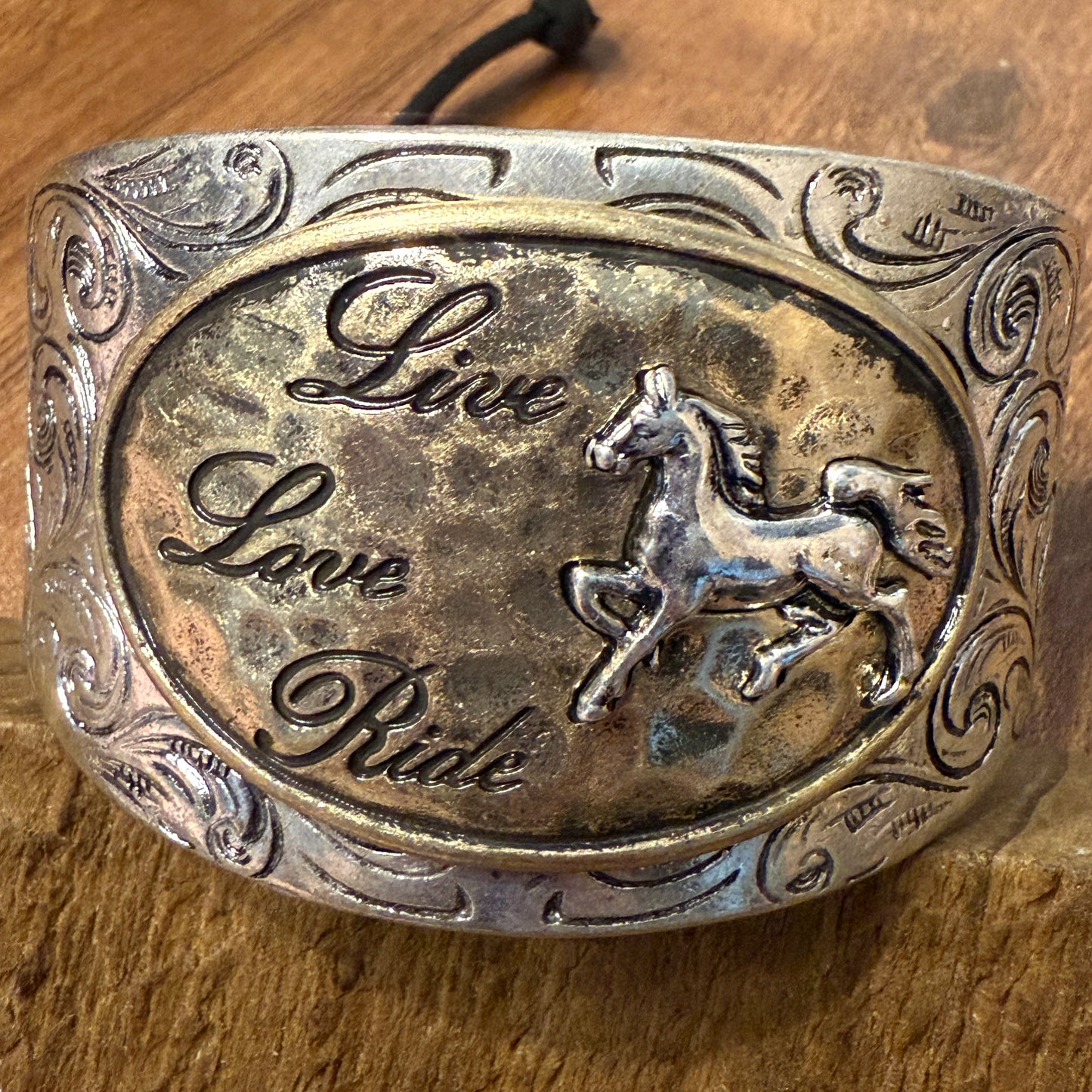 Live Love Ride Horse Western Bracelet Cuff With Silver Plate Finish WildWestBoho