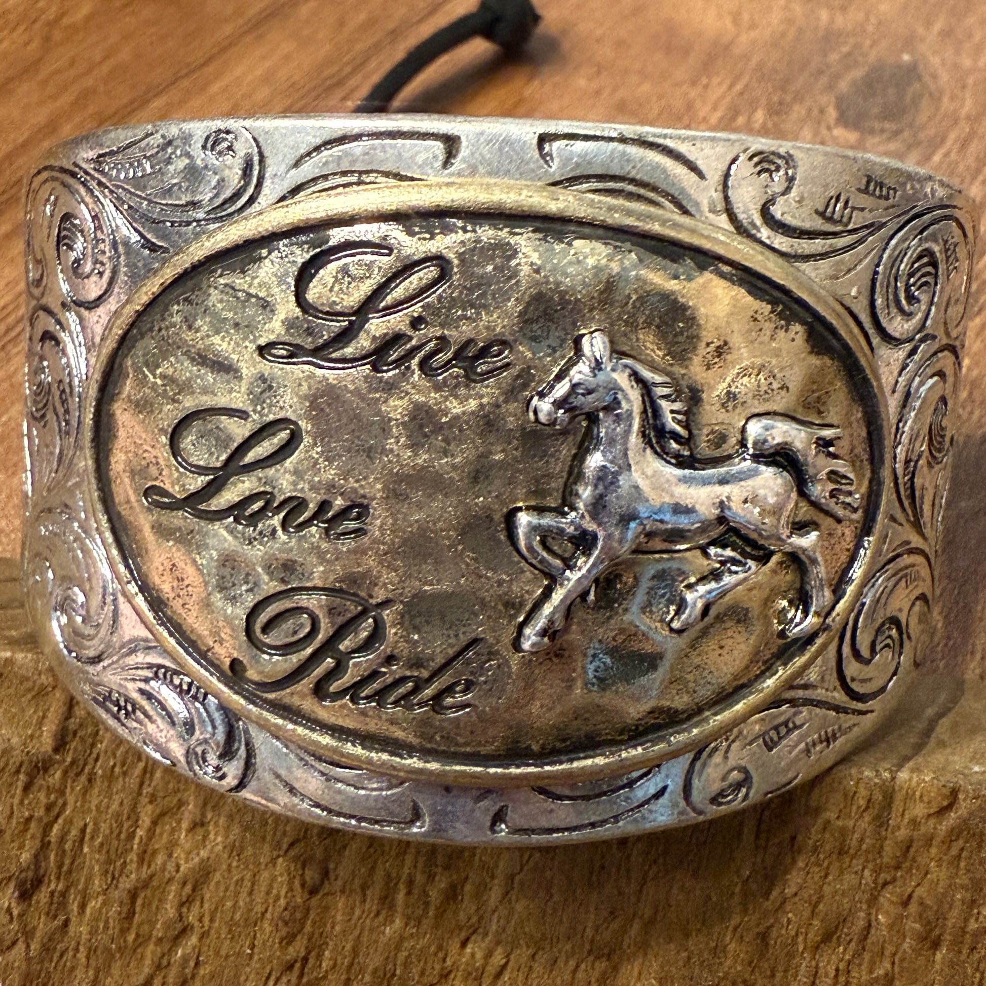 Live Love Ride Horse Western Bracelet Cuff With Silver Plate Finish WildWestBoho