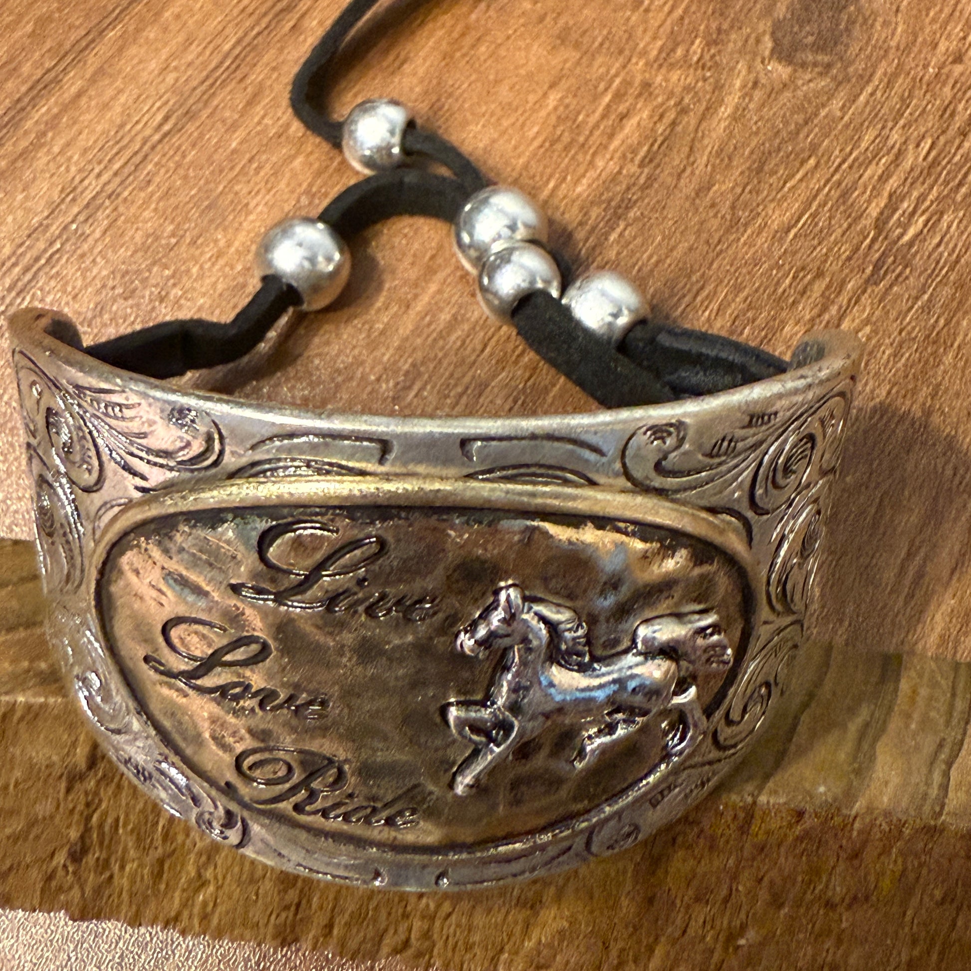 Live Love Ride Horse Western Bracelet Cuff With Silver Plate Finish WildWestBoho