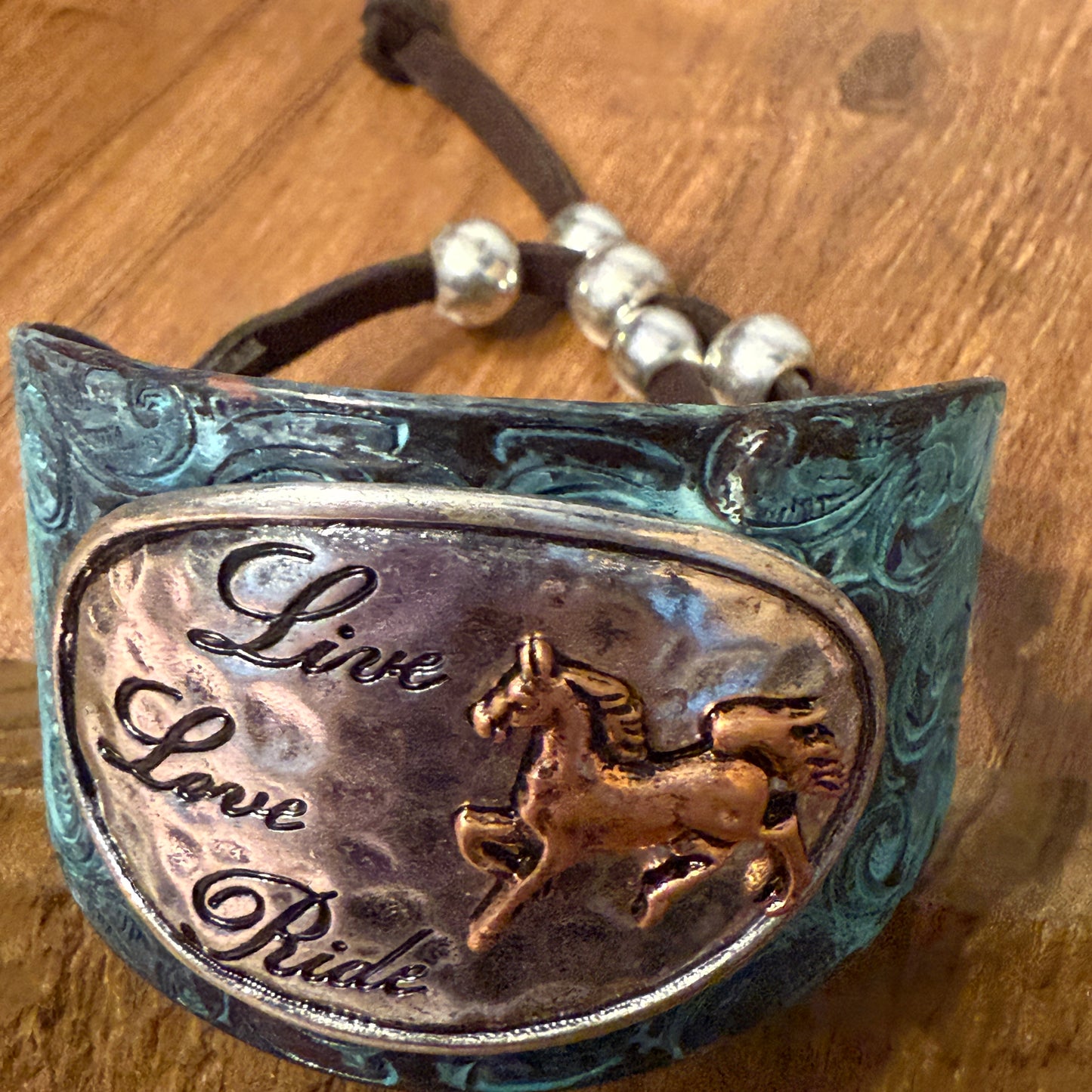 Live Love Ride Horse Western Bracelet Cuff Patina Finish WildWestBoho