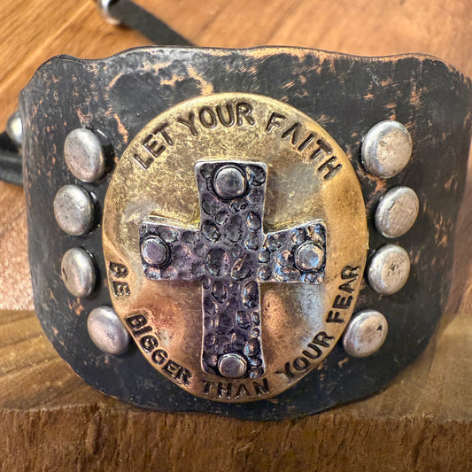 Let Your Faith Be Bigger Than Your Fear Cuff Bracelet Inspirational Courage Jewelry WildWestBoho