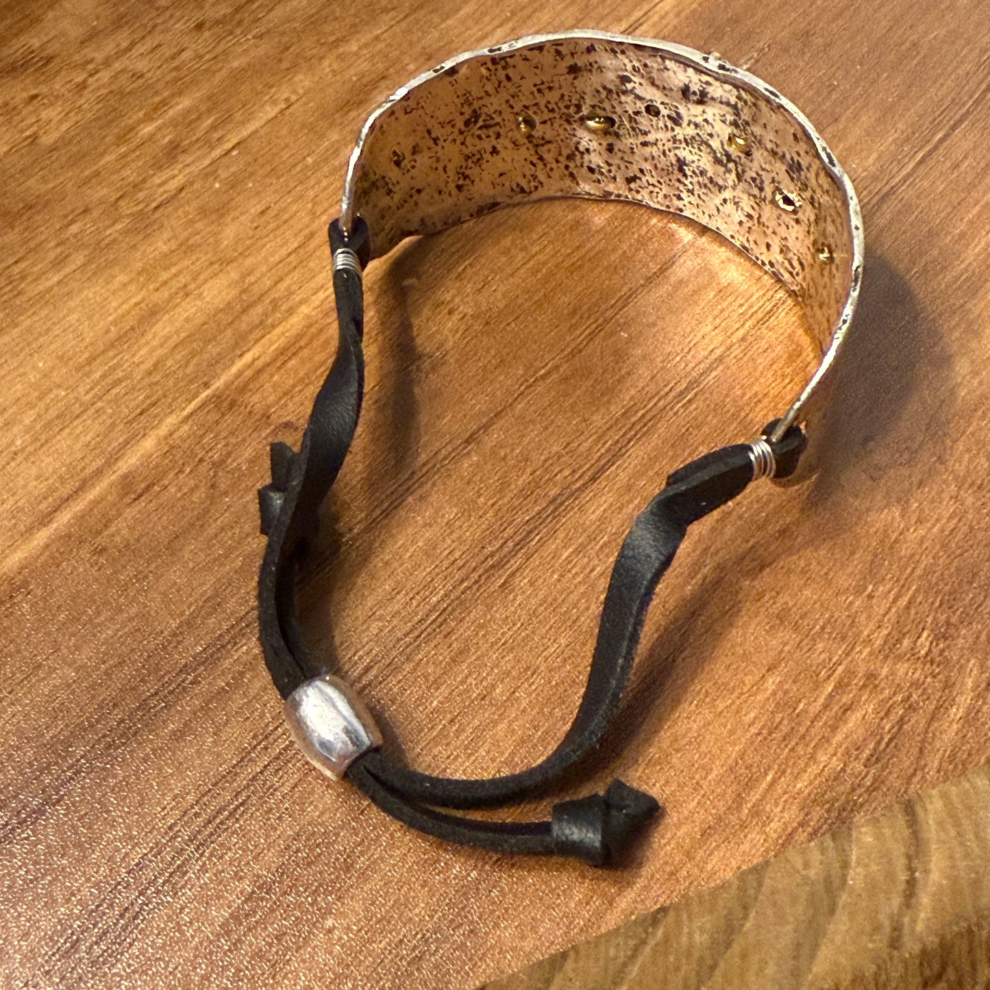 Cross Flower Turquoise Stone Western Bracelet Cuff Silver Adjustable Leather Strap WildWestBoho
