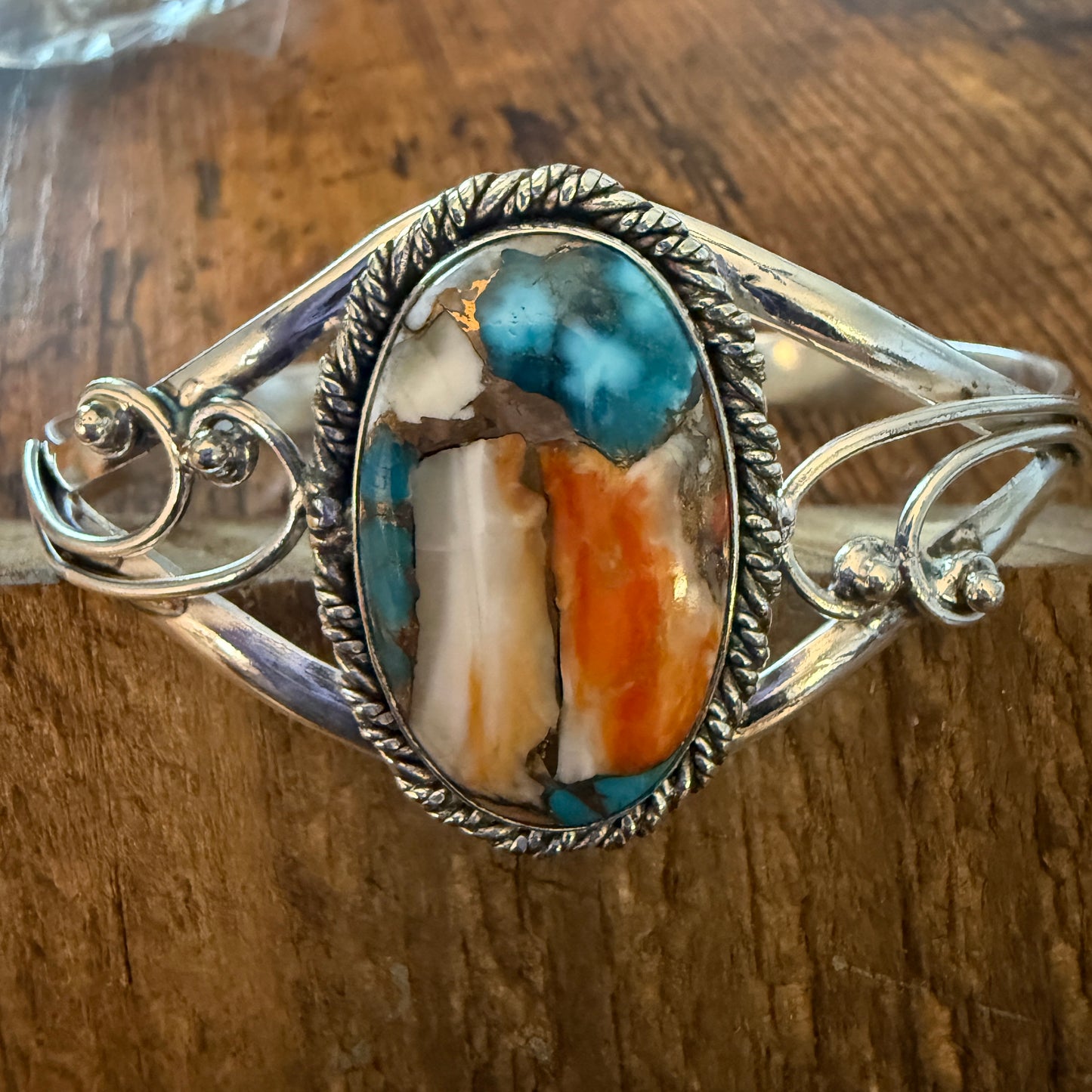 Oyster Copper Turquoise Bangle 925 Sterling Silver Handmade Jewelry For Women Silver Elegant