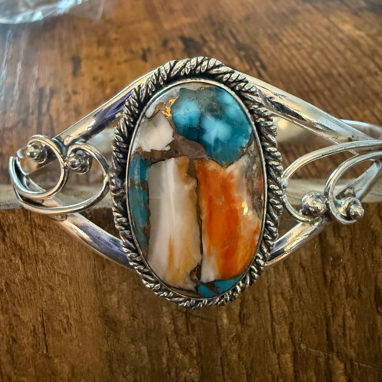 Oyster Copper Turquoise Bangle 925 Sterling Silver Handmade Jewelry For Women Silver Elegant