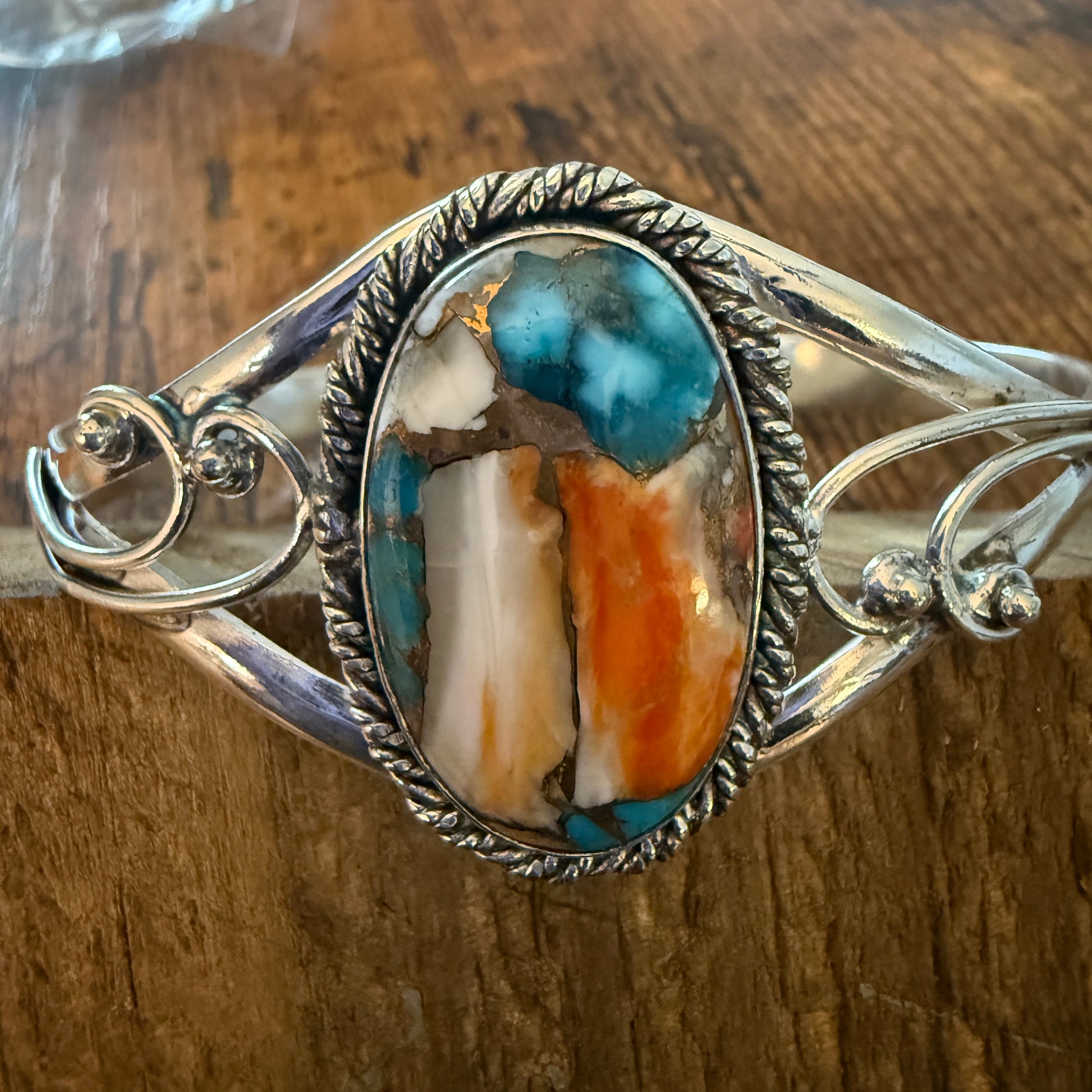 Oyster Copper Turquoise Bangle 925 Sterling Silver Handmade Jewelry For Women Silver Elegant