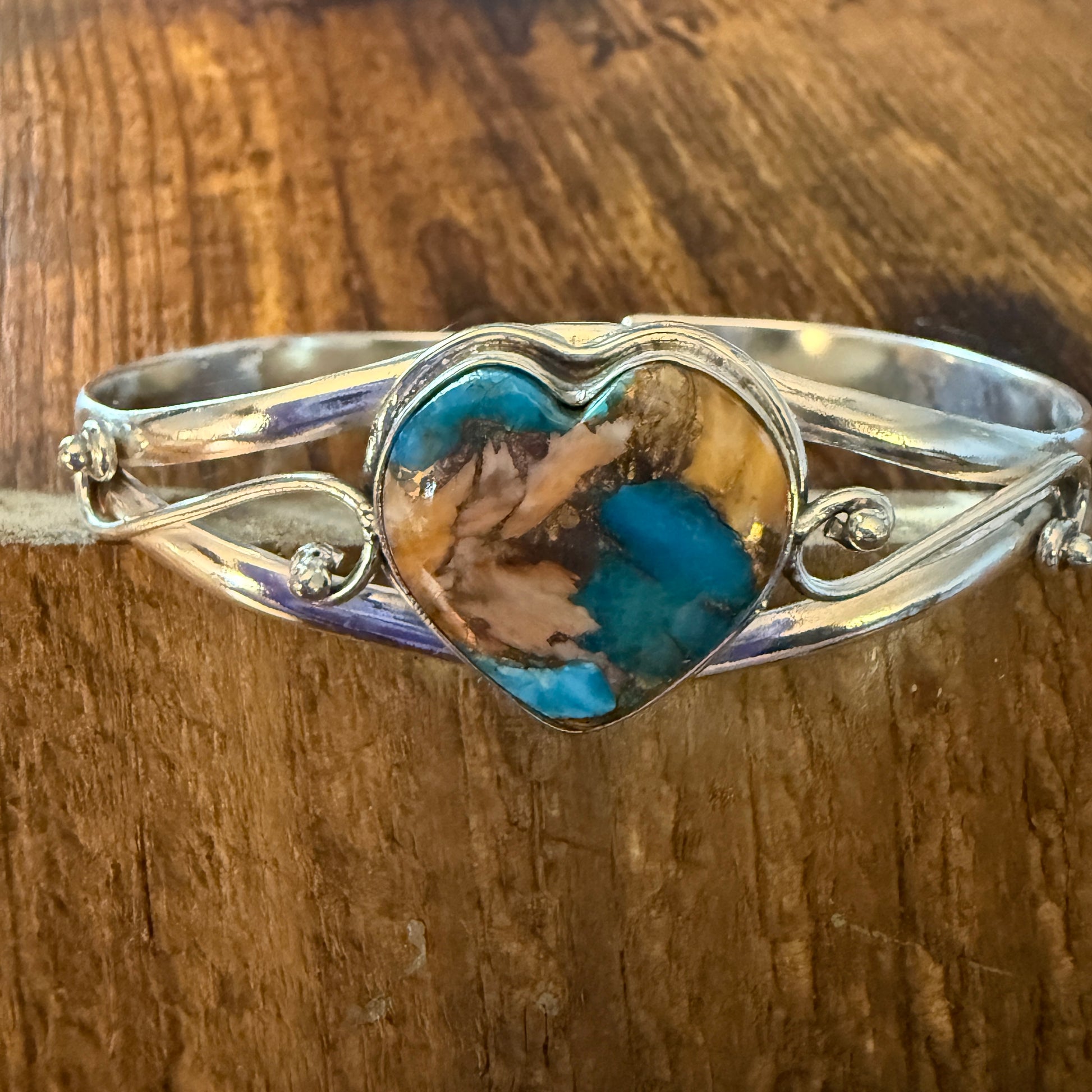 Oyster Copper Turquoise Bangle 925 Sterling Silver Adjustable Cuff Bangle Silver Elegant