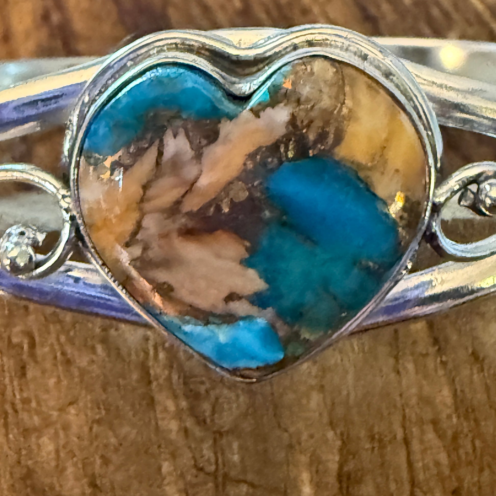 Oyster Copper Turquoise Bangle 925 Sterling Silver Adjustable Cuff Bangle Silver Elegant