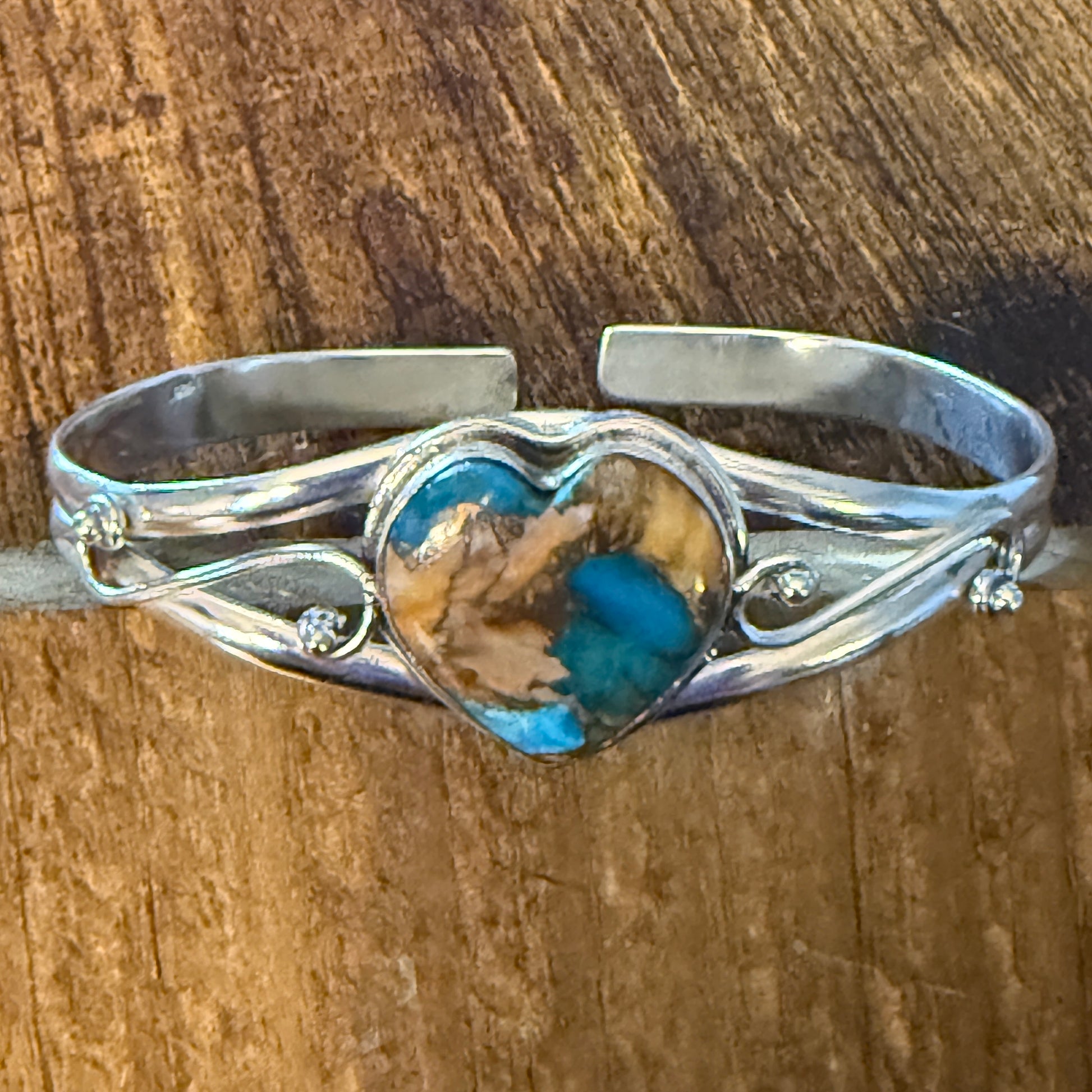 Oyster Copper Turquoise Bangle 925 Sterling Silver Adjustable Cuff Bangle Silver Elegant