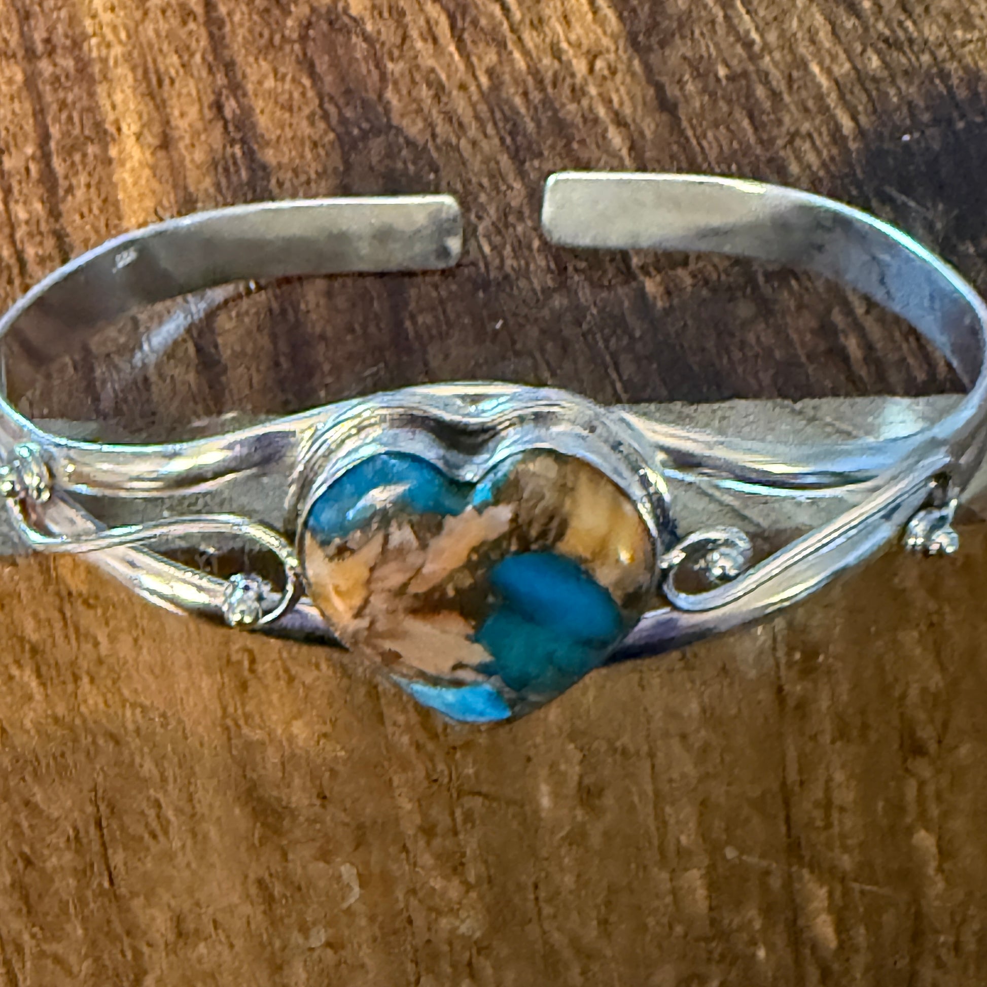 Oyster Copper Turquoise Bangle 925 Sterling Silver Adjustable Cuff Bangle Silver Elegant