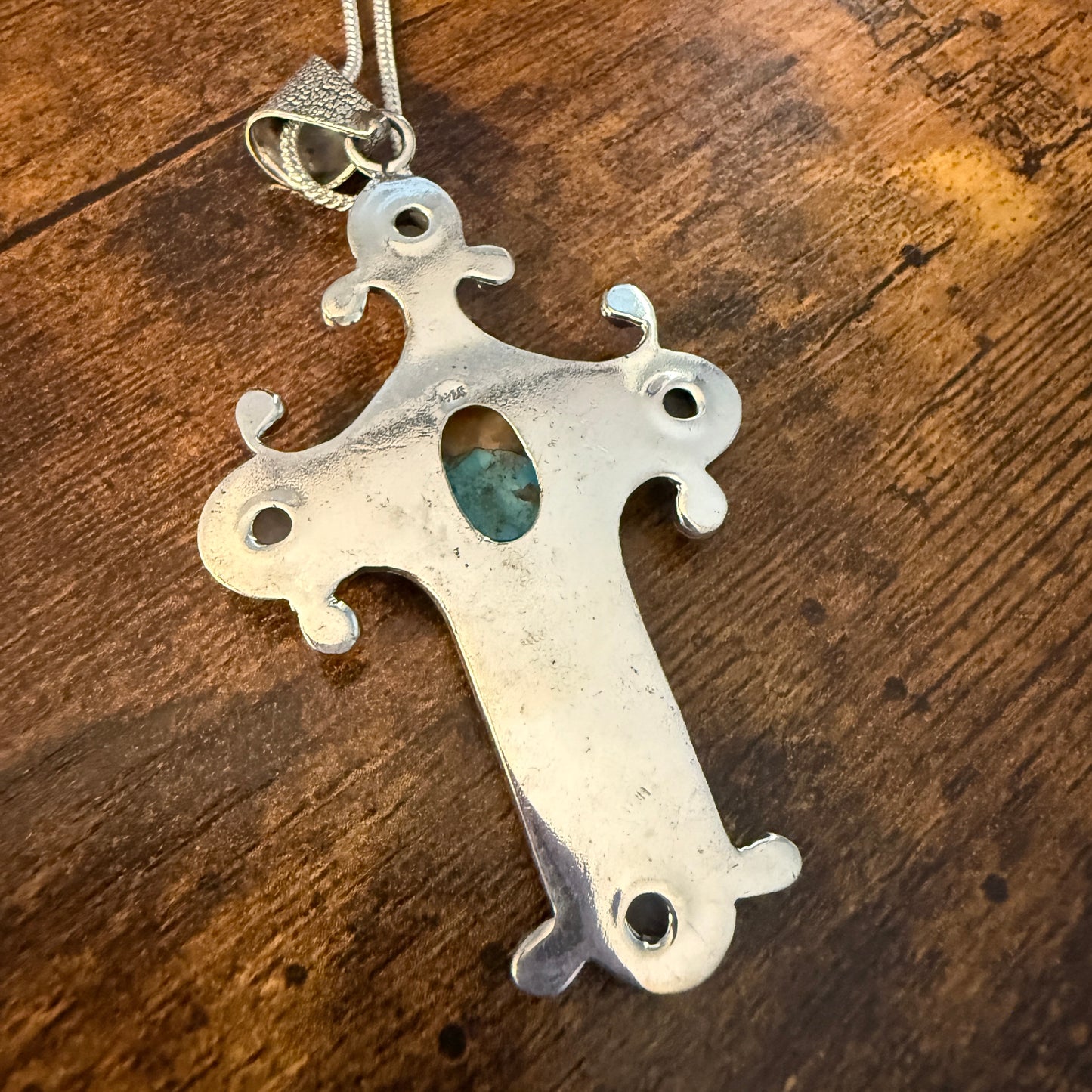 Religion Cross Blue Turquoise Copper Dalhia Oval Natural Stone Rainbow Moonstone Pendant Necklace Silver Elegant
