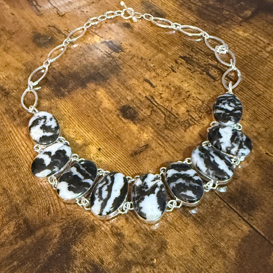 White Buffalo Dalhia Turquoise Stone Necklace With 925 Sterling Silver Link Silver Elegant