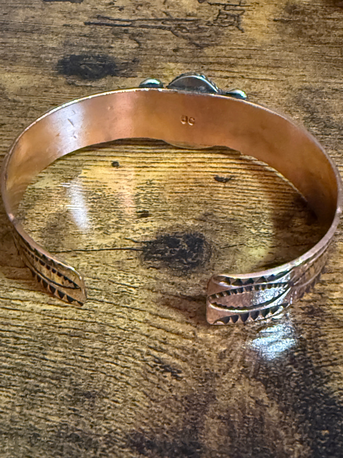 Navajo Inspired Copper Turquoise Cuff Bracelet Signed by Jackie Cleveland Silver Elegant