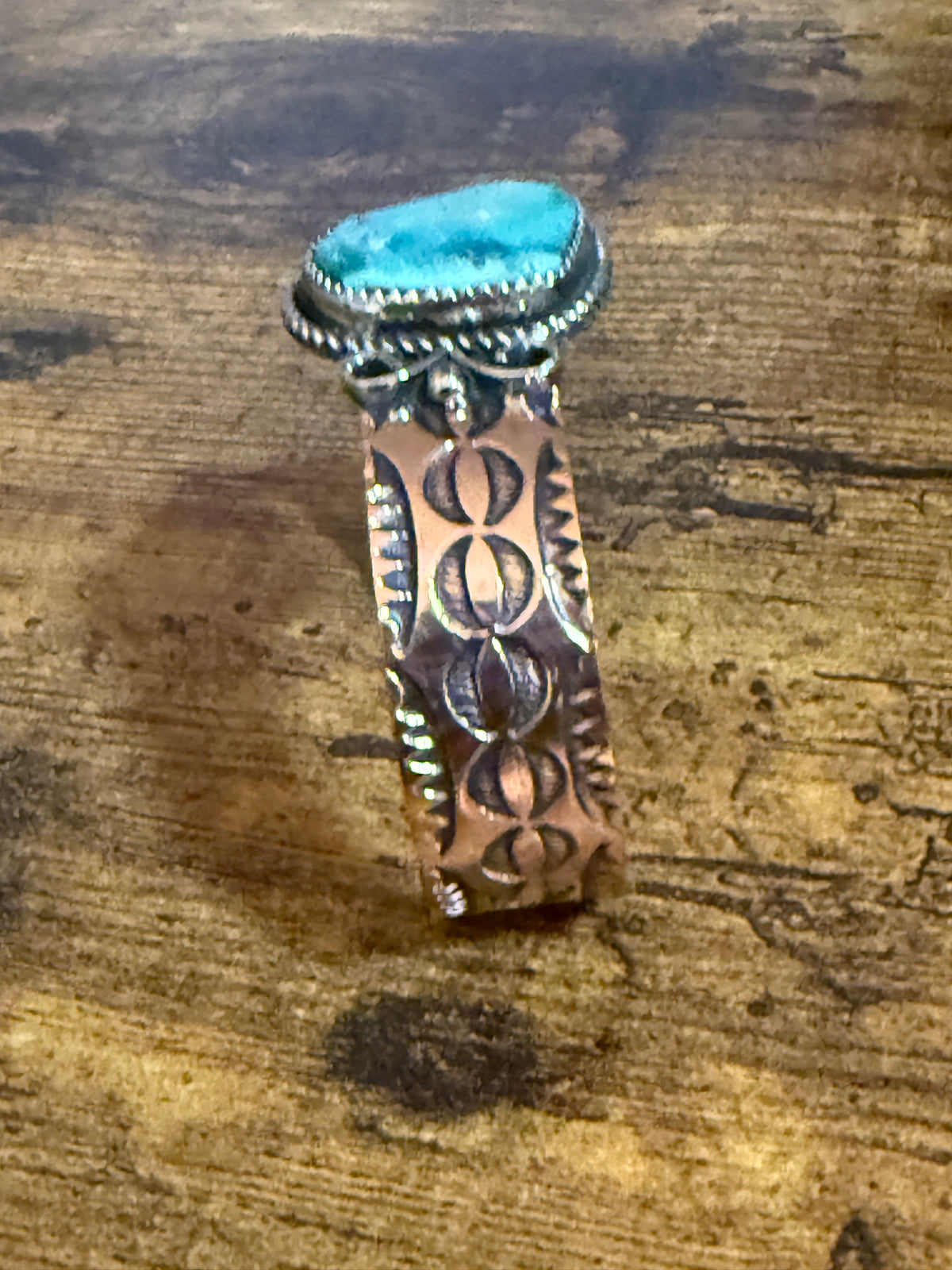 Navajo Inspired Copper Turquoise Cuff Bracelet Signed by Jackie Cleveland Silver Elegant
