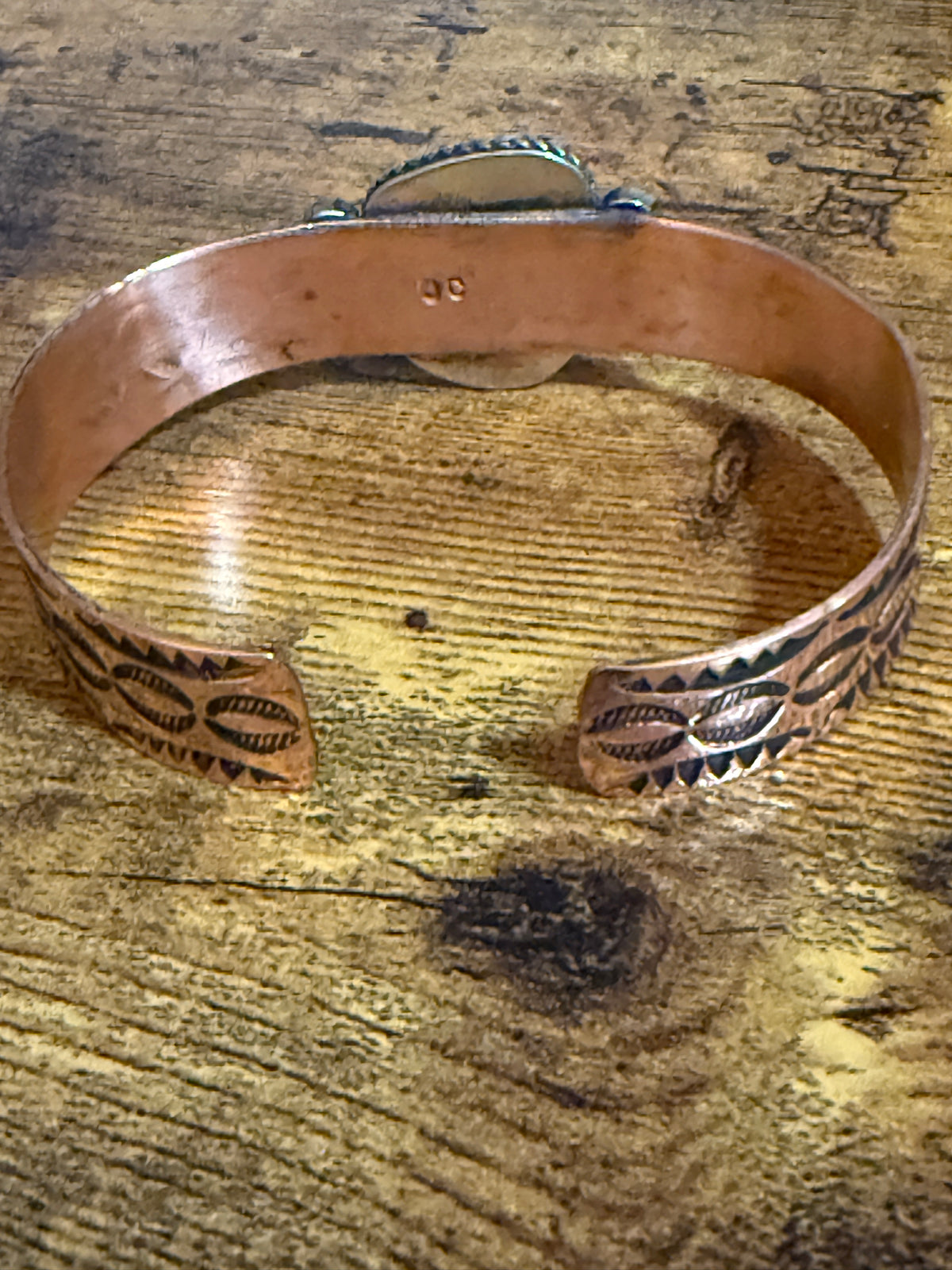Navajo Inspired Copper Turquoise Cuff Bracelet Signed by Jackie Cleveland Silver Elegant