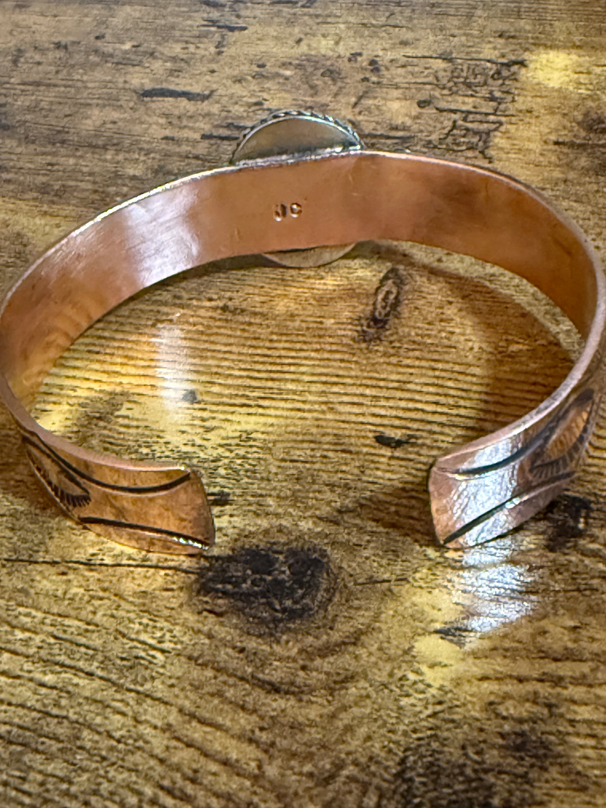 Navajo Inspired Copper And Apple Coral Cuff Bracelet Signed By Jackie Cleveland Silver Elegant