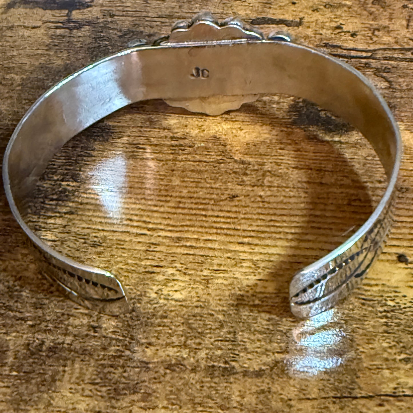 Navajo Inspired Apple Coral Cuff Bracelet Signed By Jackie Cleveland Silver Elegant