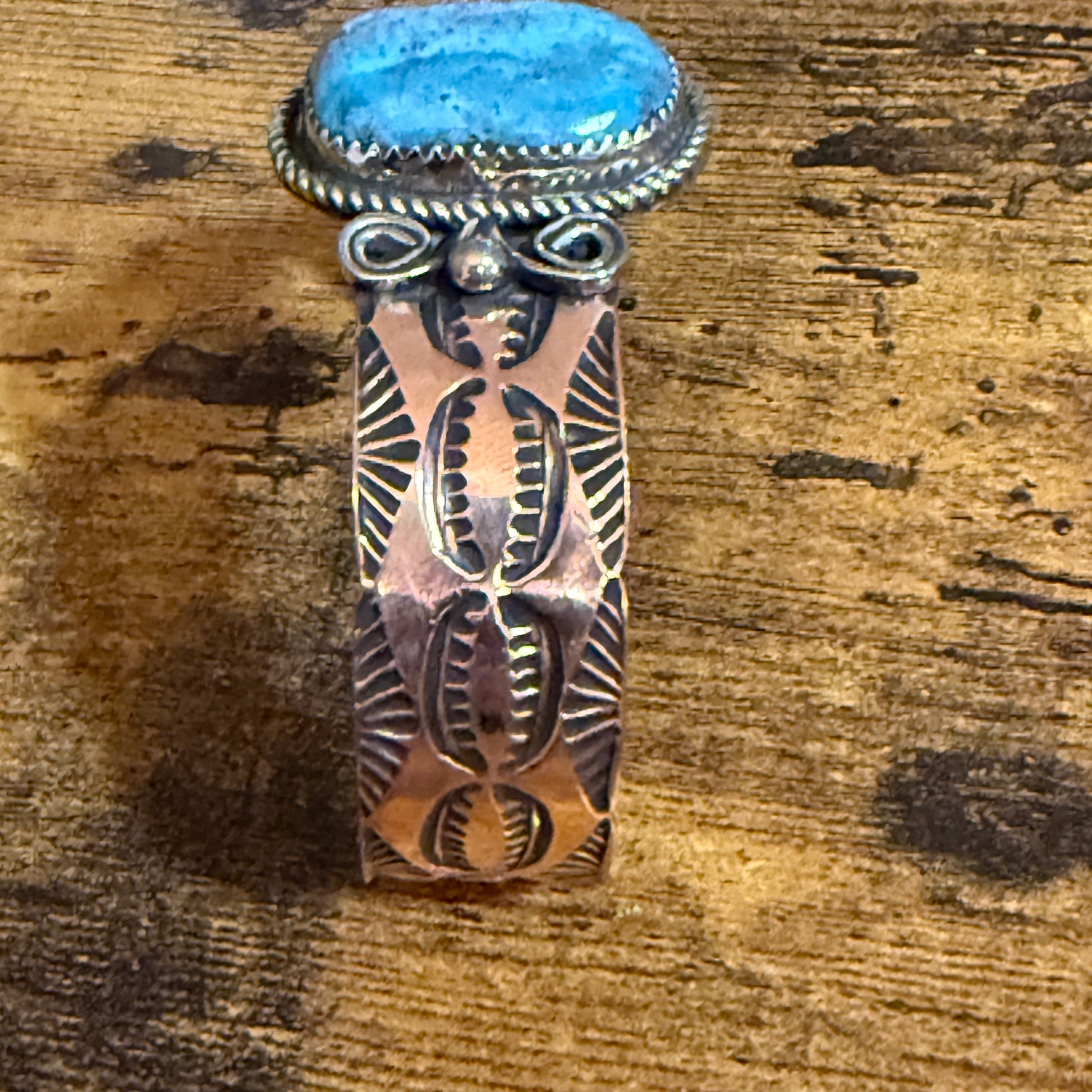 Navajo Inspired Copper And Turquoise Cuff Bracelet Signed By Jackie Cleveland Silver Elegant