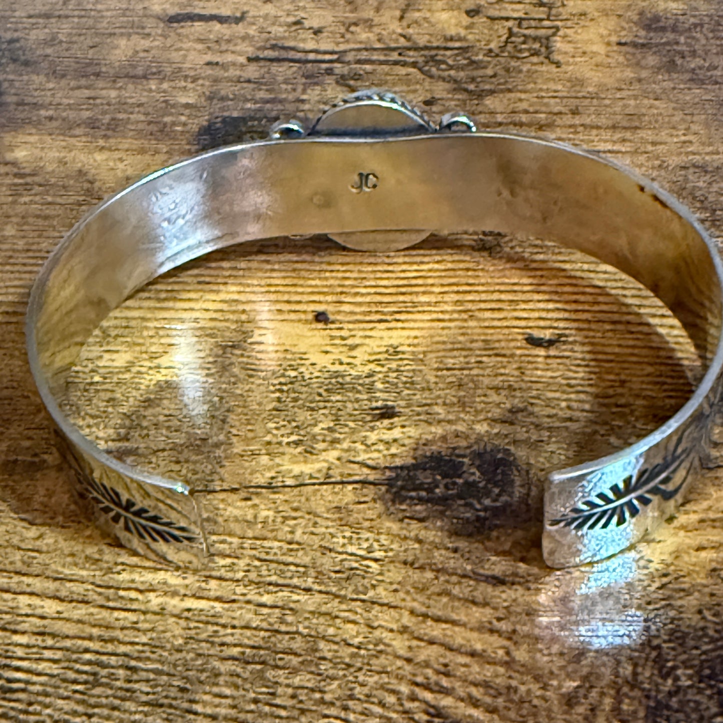 Navajo Inspired Tiger Eye Cuff Bracelet Signed Jackie Cleveland Silver Elegant