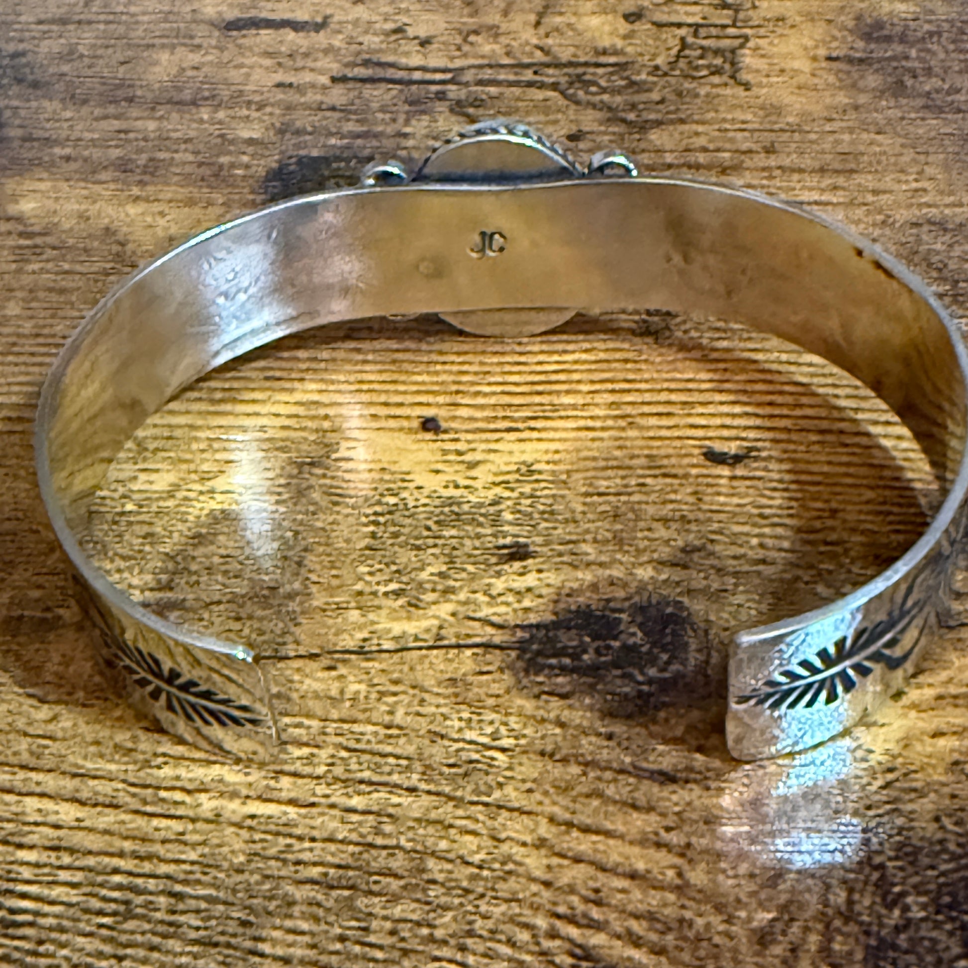 Navajo Inspired Tiger Eye Cuff Bracelet Signed Jackie Cleveland Silver Elegant