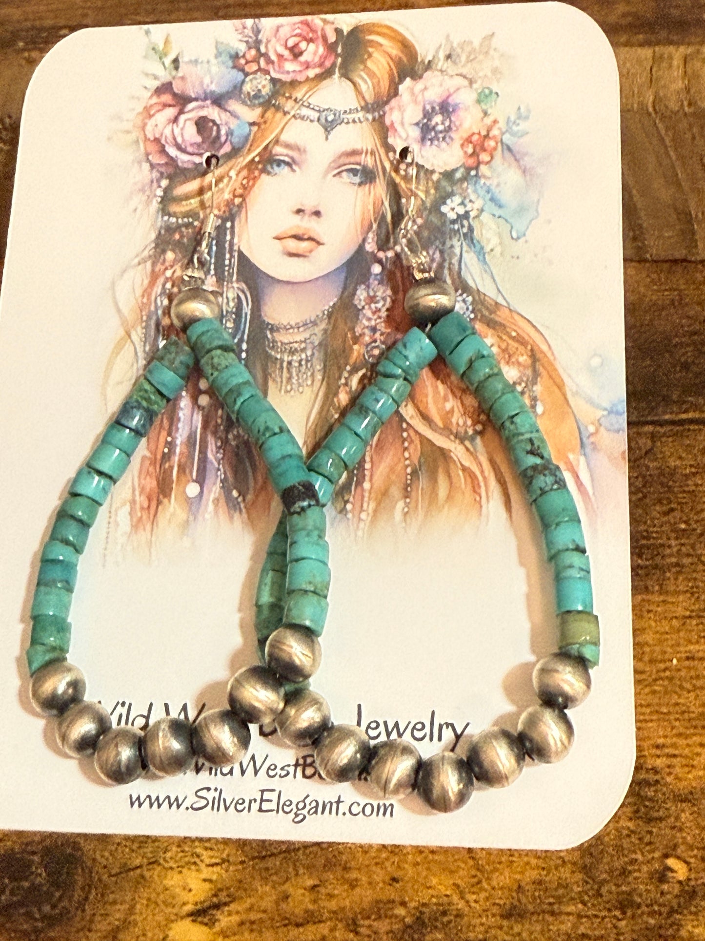 Native Inspired Hand Beaded Turquoise Navajo Pearl Sterling Silver Dangle Earrings Silver Elegant
