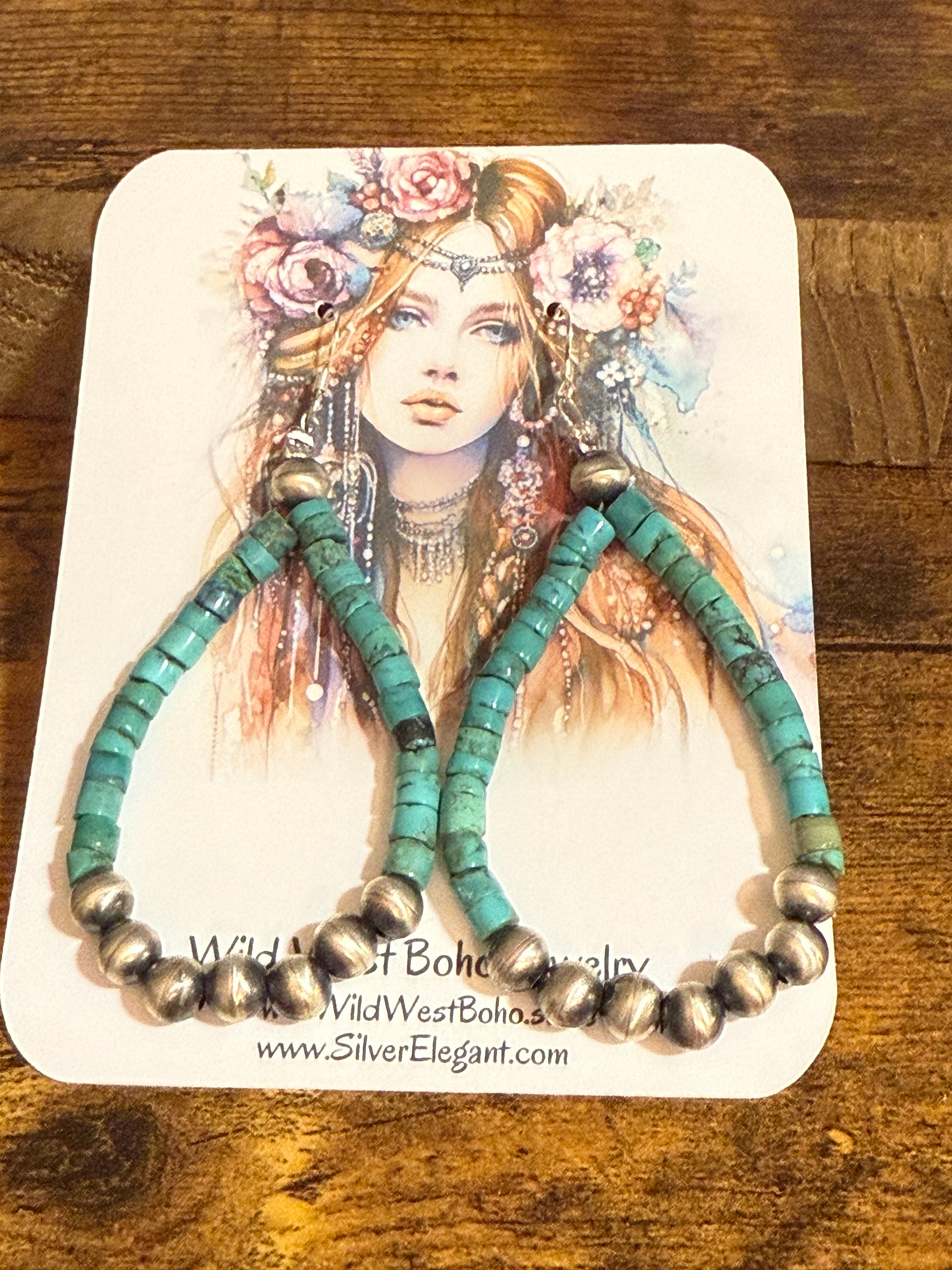 Native Inspired Hand Beaded Turquoise Navajo Pearl Sterling Silver Dangle Earrings Silver Elegant