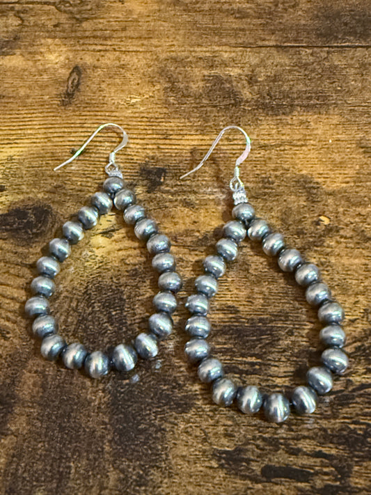 Native Inspired Sterling Silver Round Navajo Pearl Loop Dangle Earrings By Jake Silver Elegant