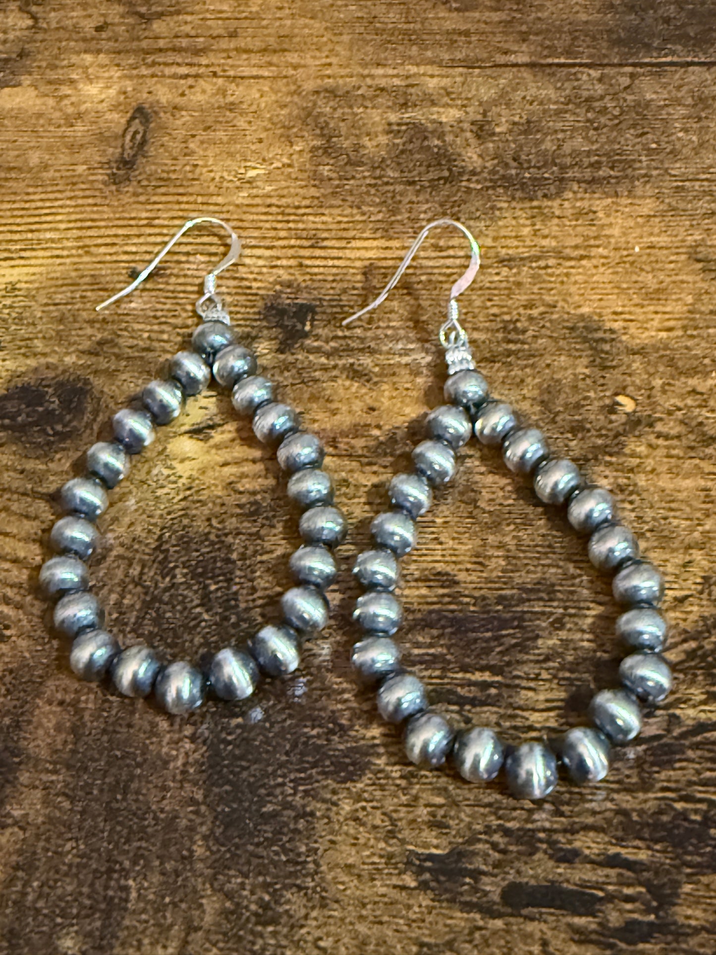 Native Inspired Sterling Silver Round Navajo Pearl Loop Dangle Earrings By Jake Silver Elegant