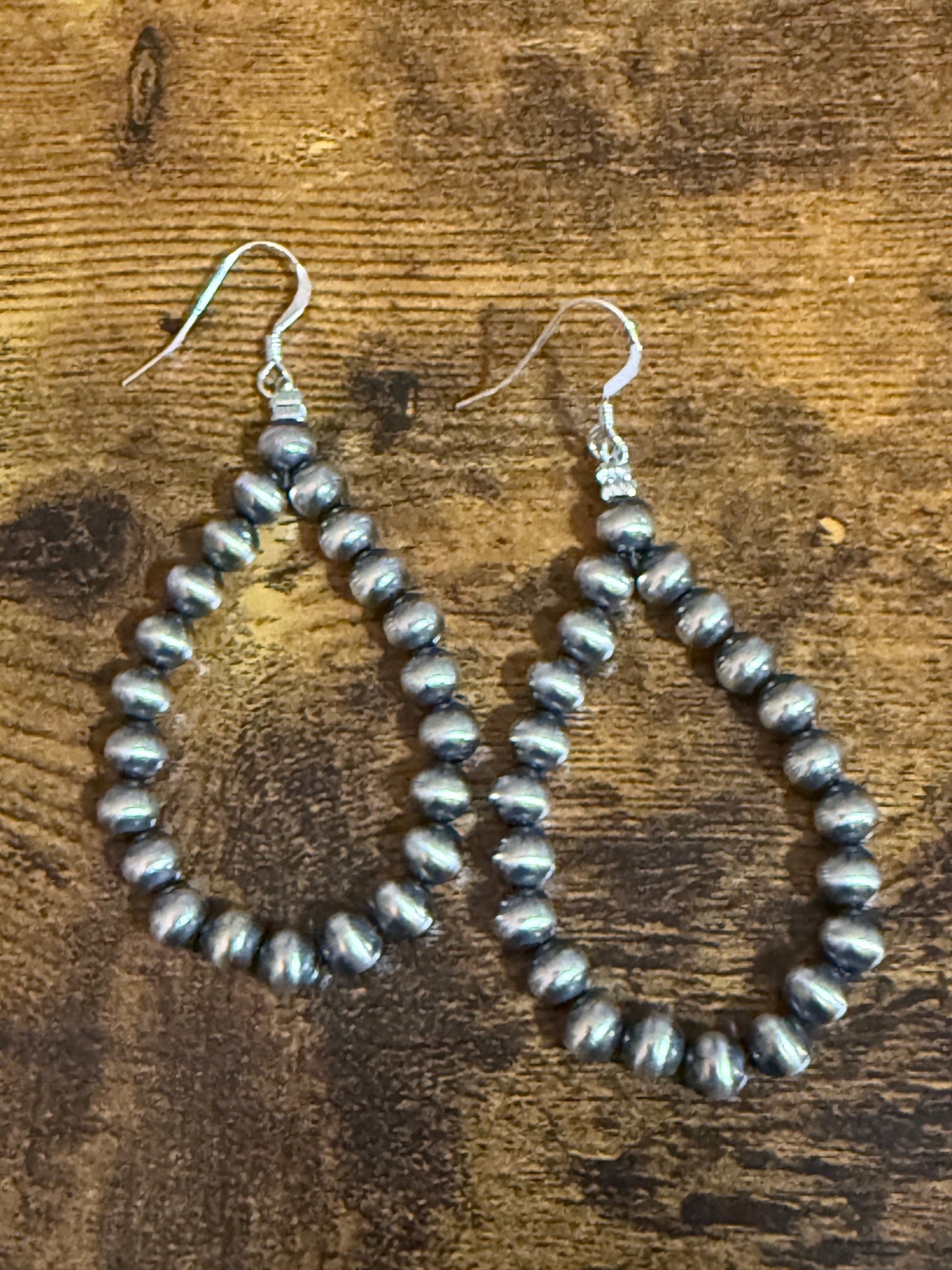 Native Inspired Sterling Silver Round Navajo Pearl Loop Dangle Earrings By Jake Silver Elegant