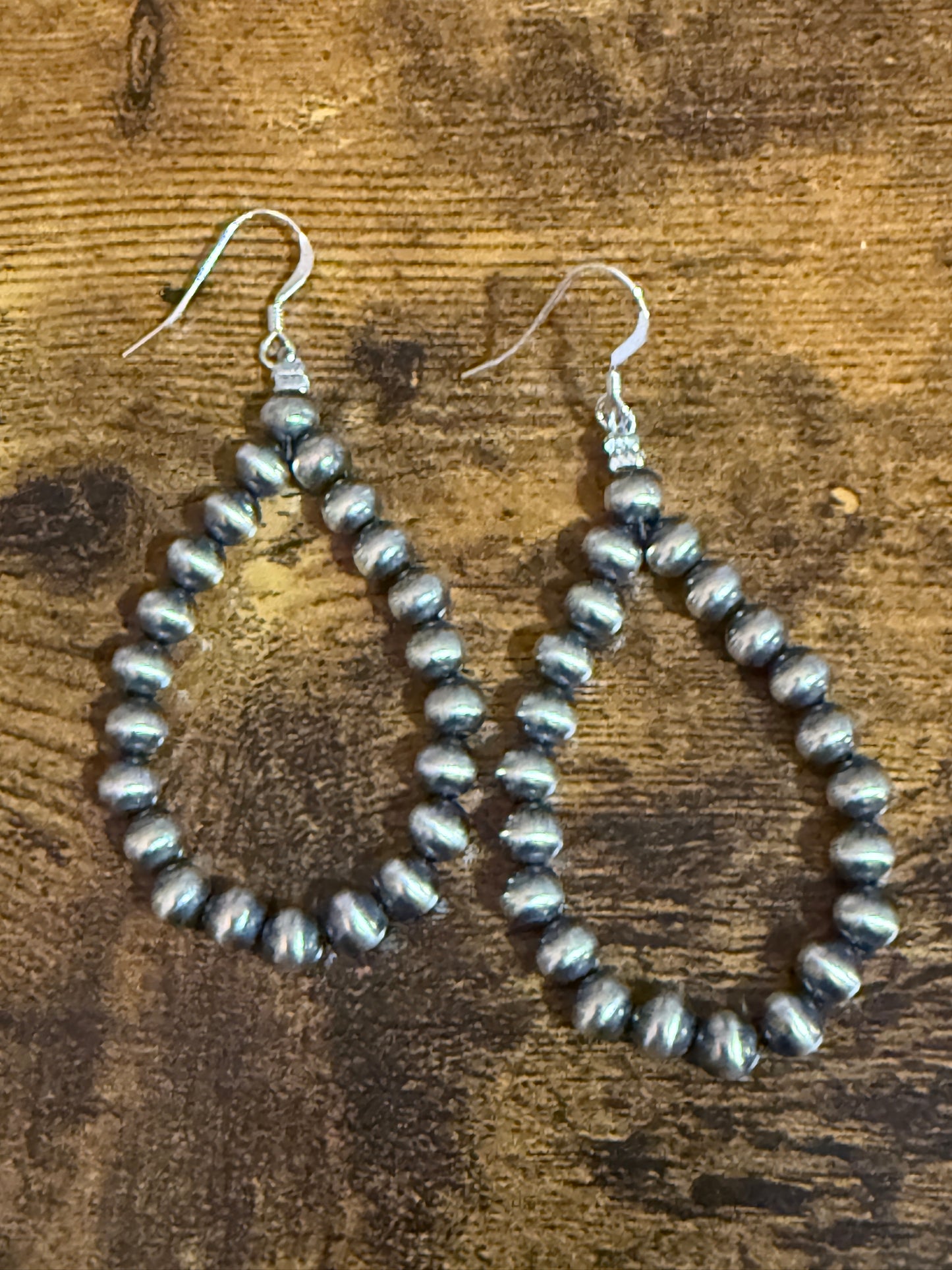 Native Inspired Sterling Silver Round Navajo Pearl Loop Dangle Earrings By Jake Silver Elegant