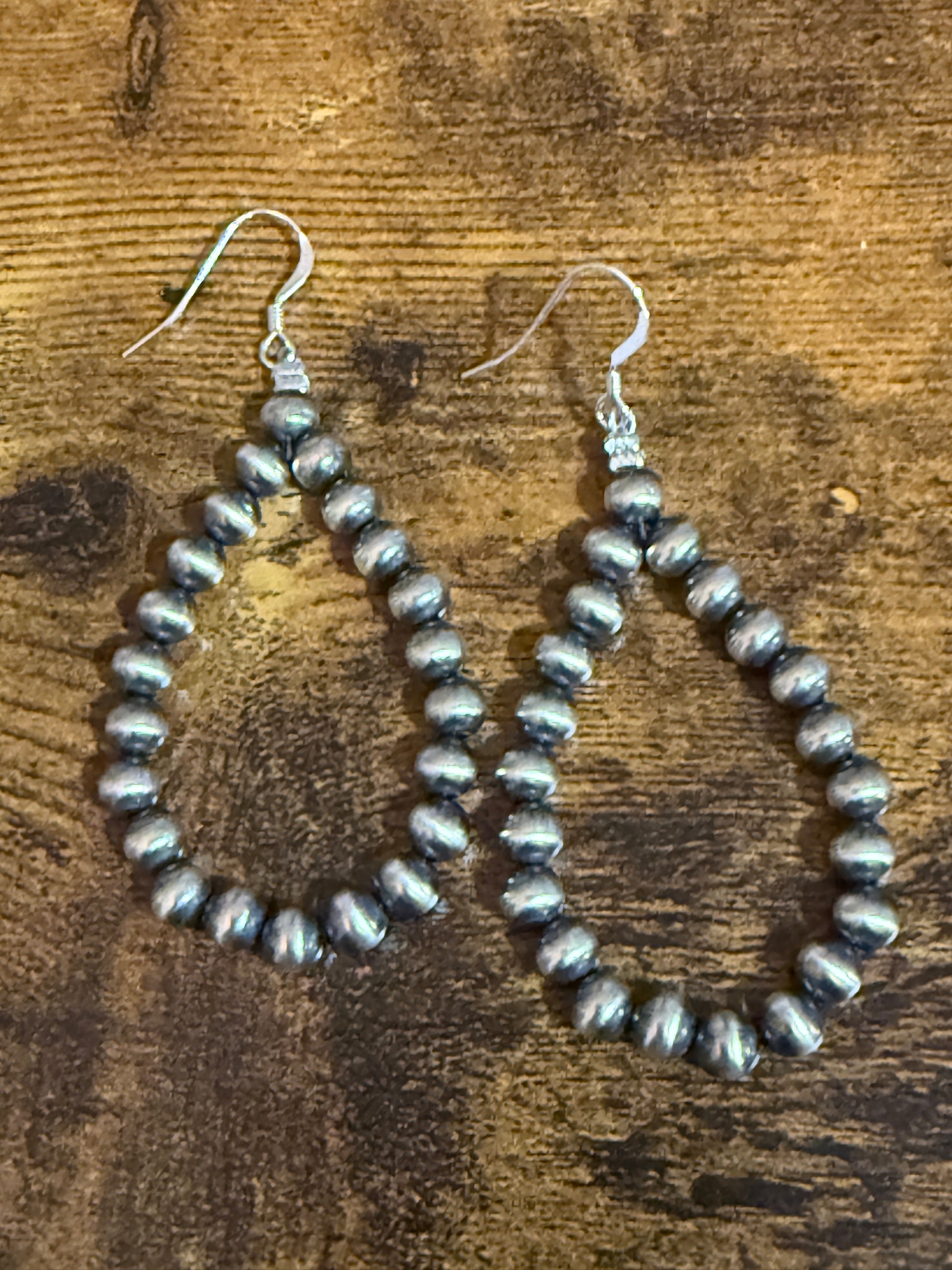 Native Inspired Sterling Silver Round Navajo Pearl Loop Dangle Earrings By Jake Silver Elegant