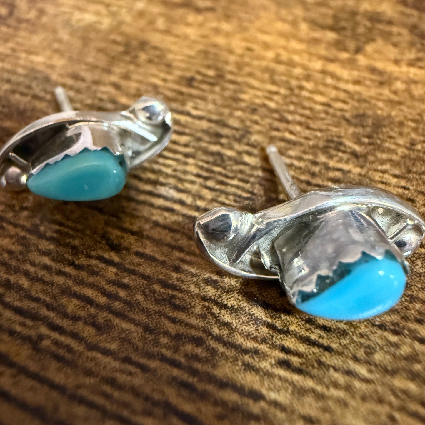 Zuni Inspired Turquoise Teardrop Post Earrings In Sterling Silver By Kanesta Silver Elegant
