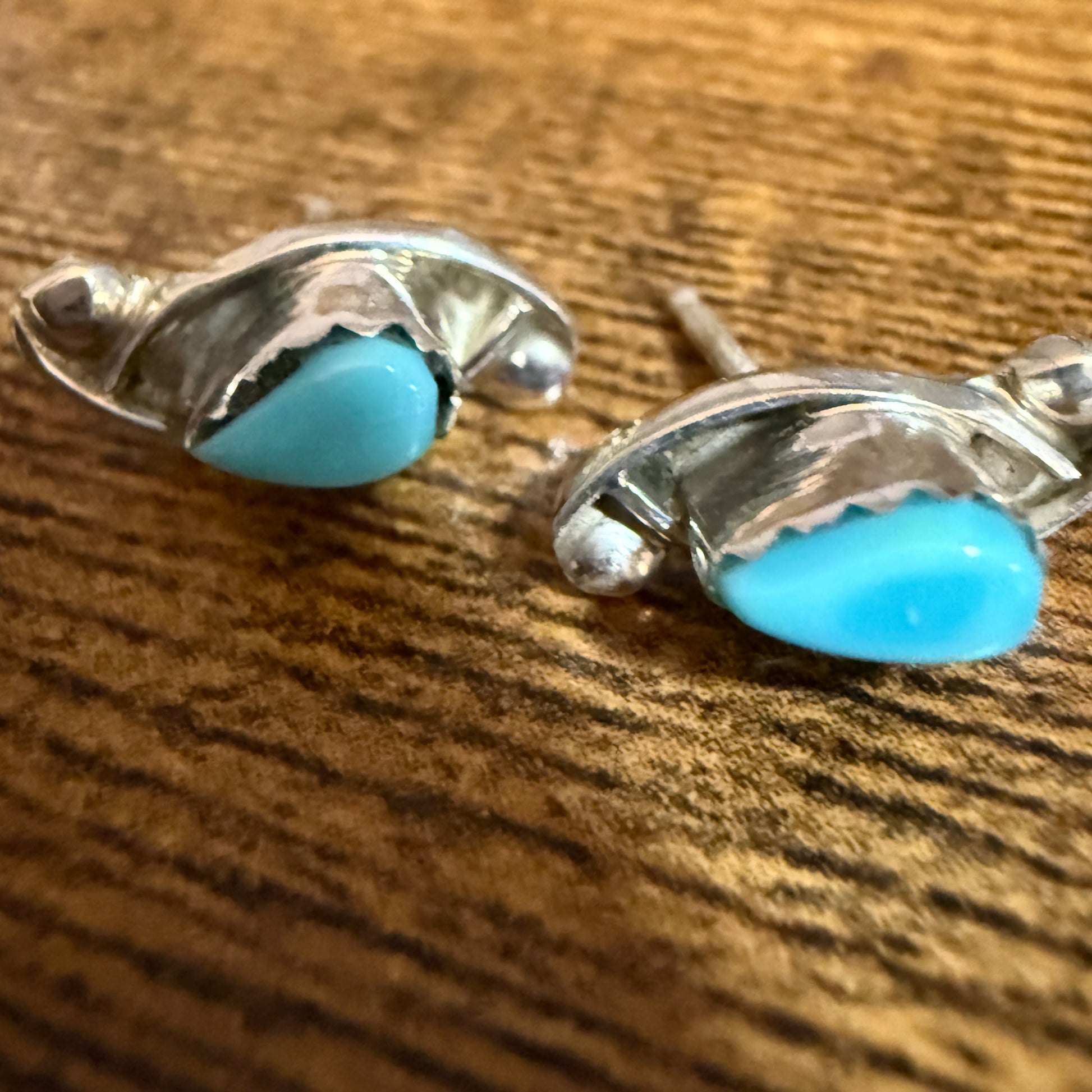 Zuni Inspired Turquoise Teardrop Post Earrings In Sterling Silver By Kanesta Silver Elegant